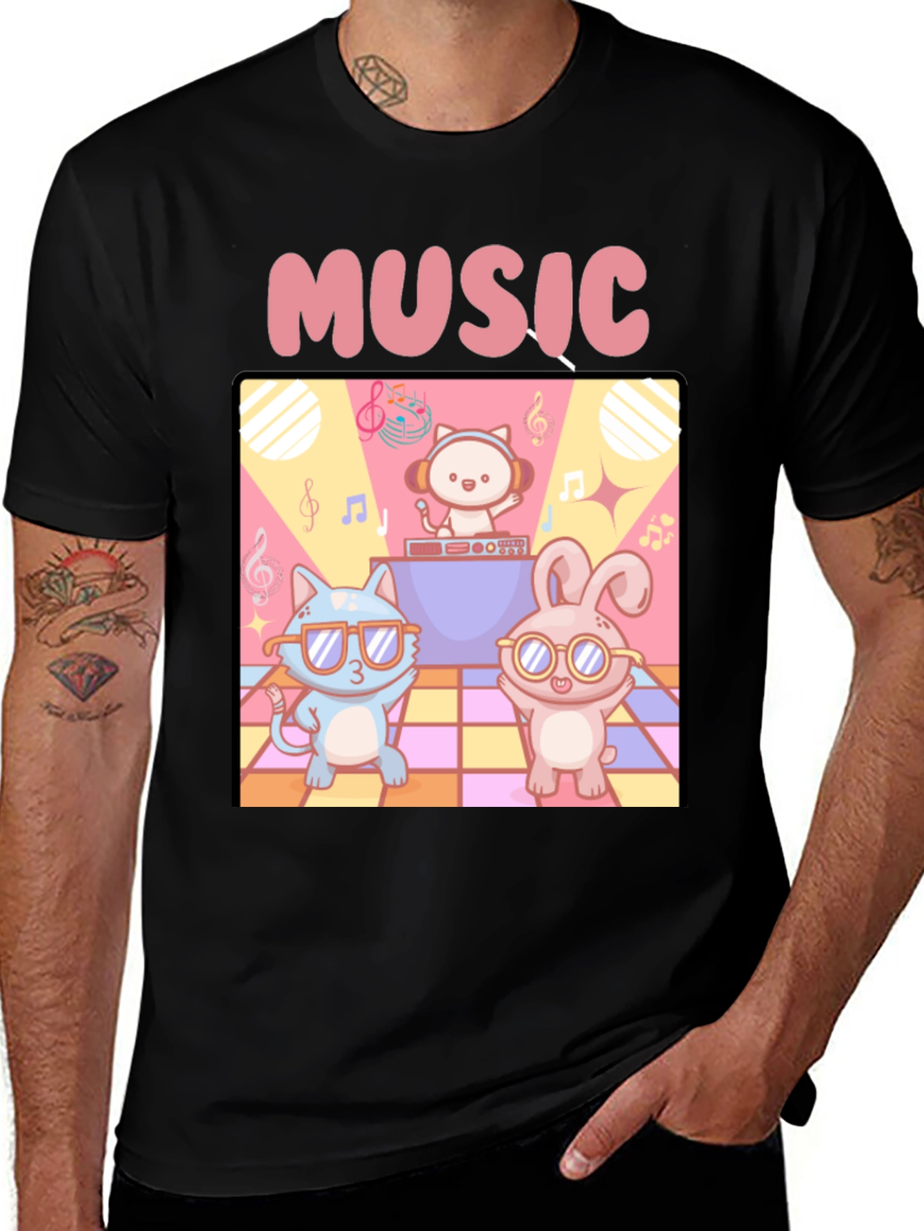 Music Cats and Bunny DJ T-Shirt