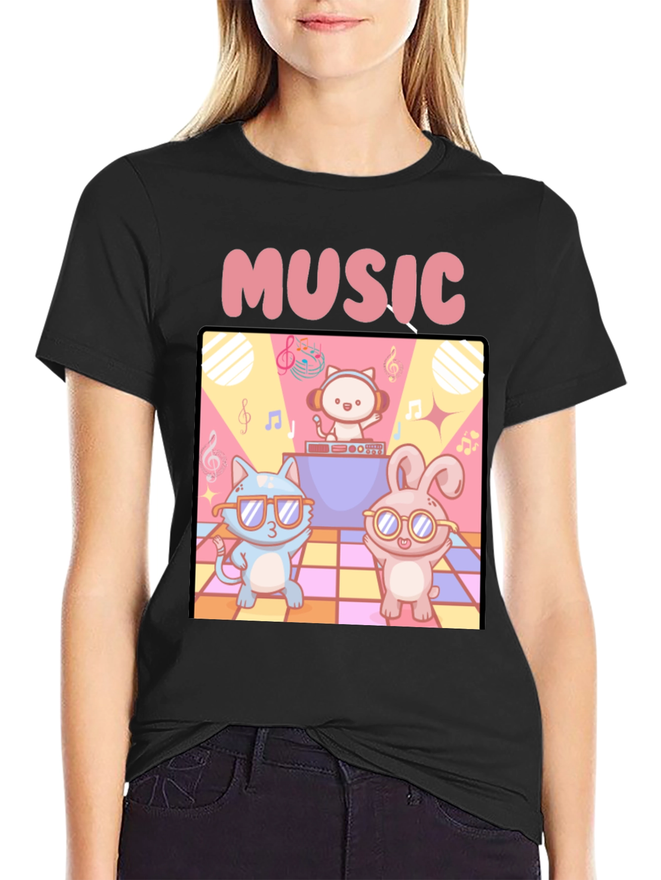 Music Cats and Bunny DJ T-Shirt