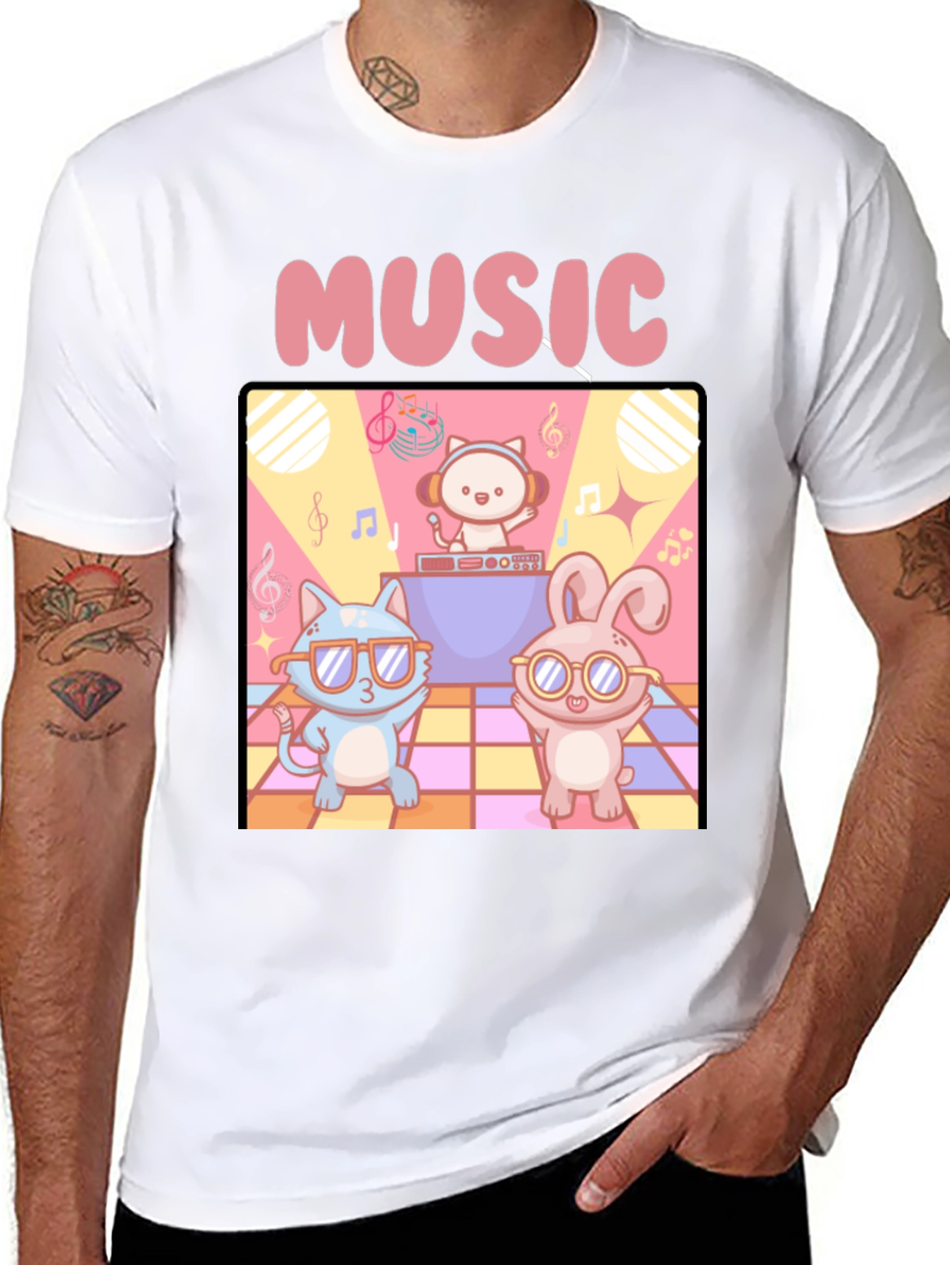 Music Cats and Bunny DJ T-Shirt