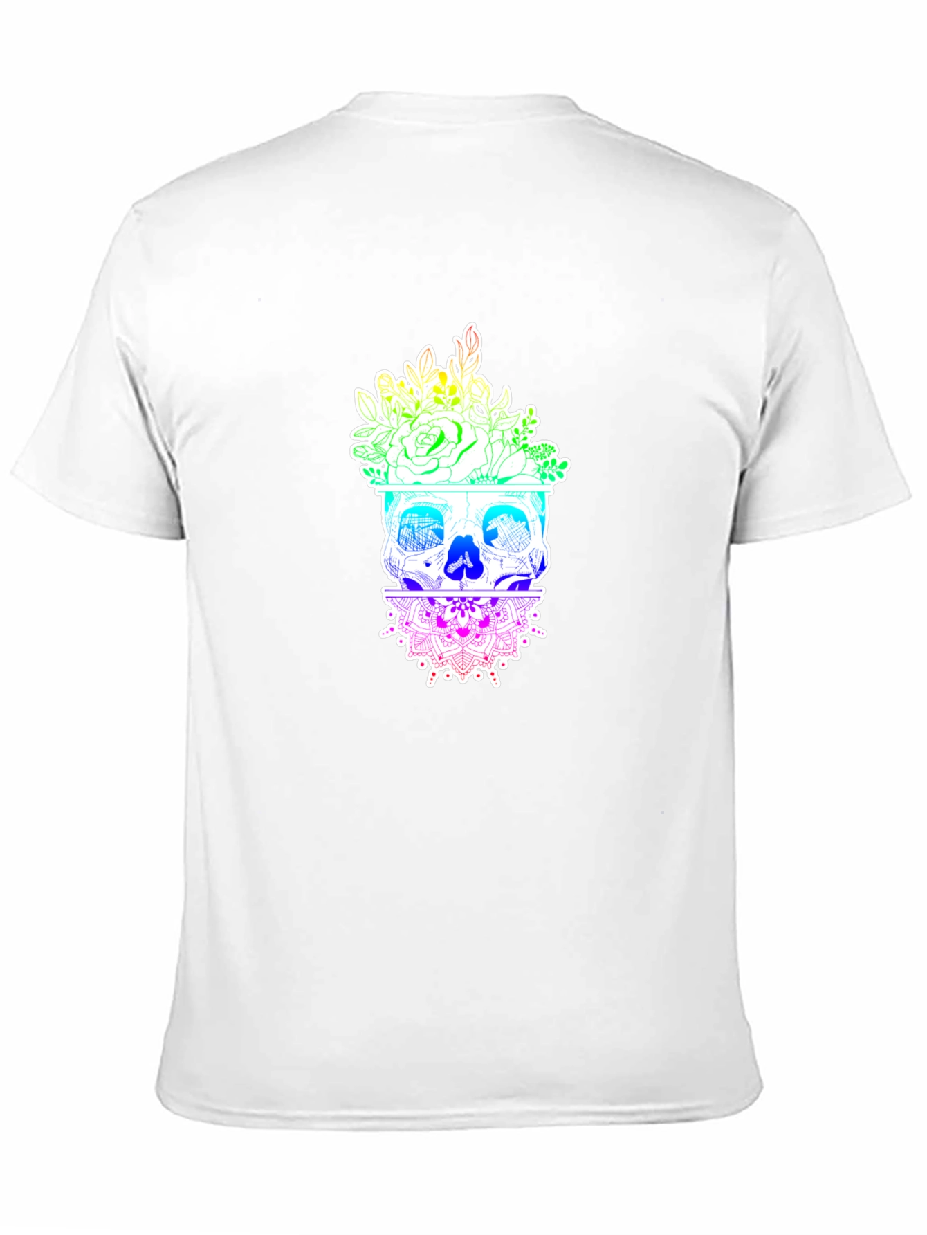 Floral Skull Graphic T-Shirt - Rainbow Design