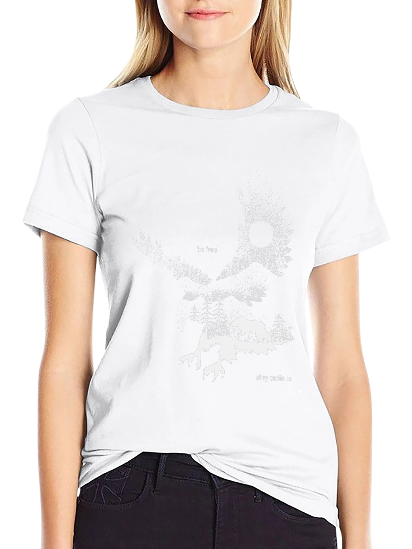 Abstract Forest Wolf Graphic Tee - Black