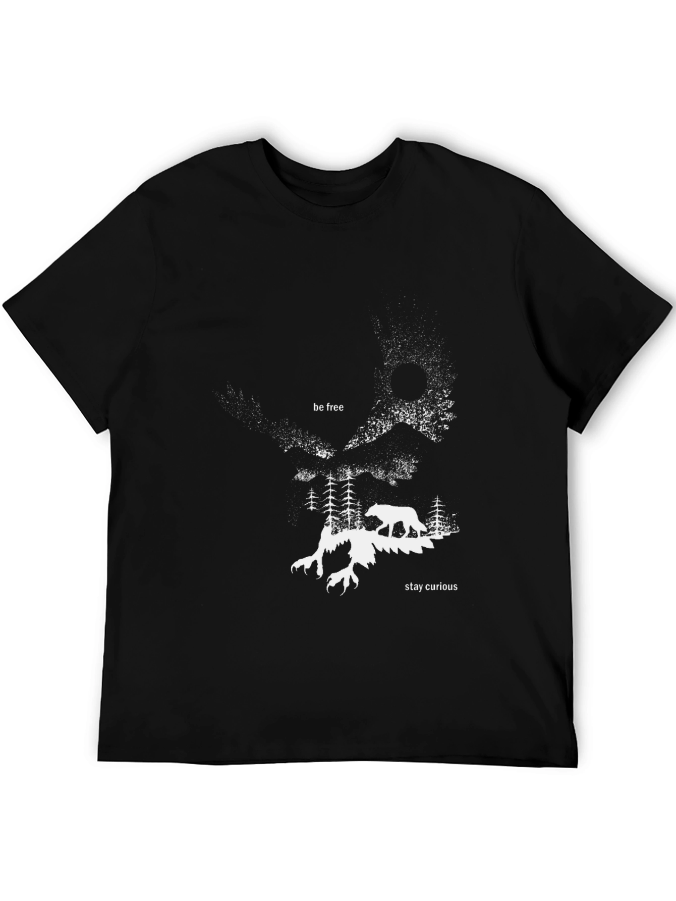 Abstract Forest Wolf Graphic Tee - Black