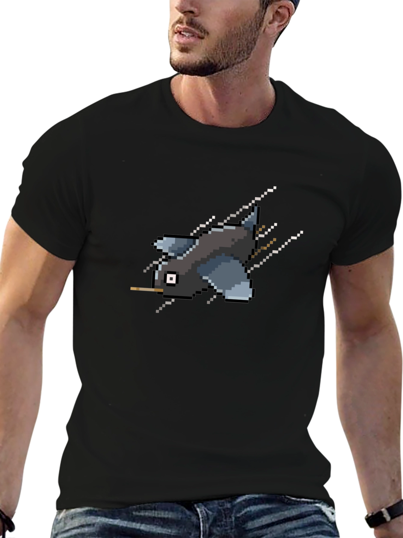 Pixel Bird Black T-Shirt - Retro Gaming Style
