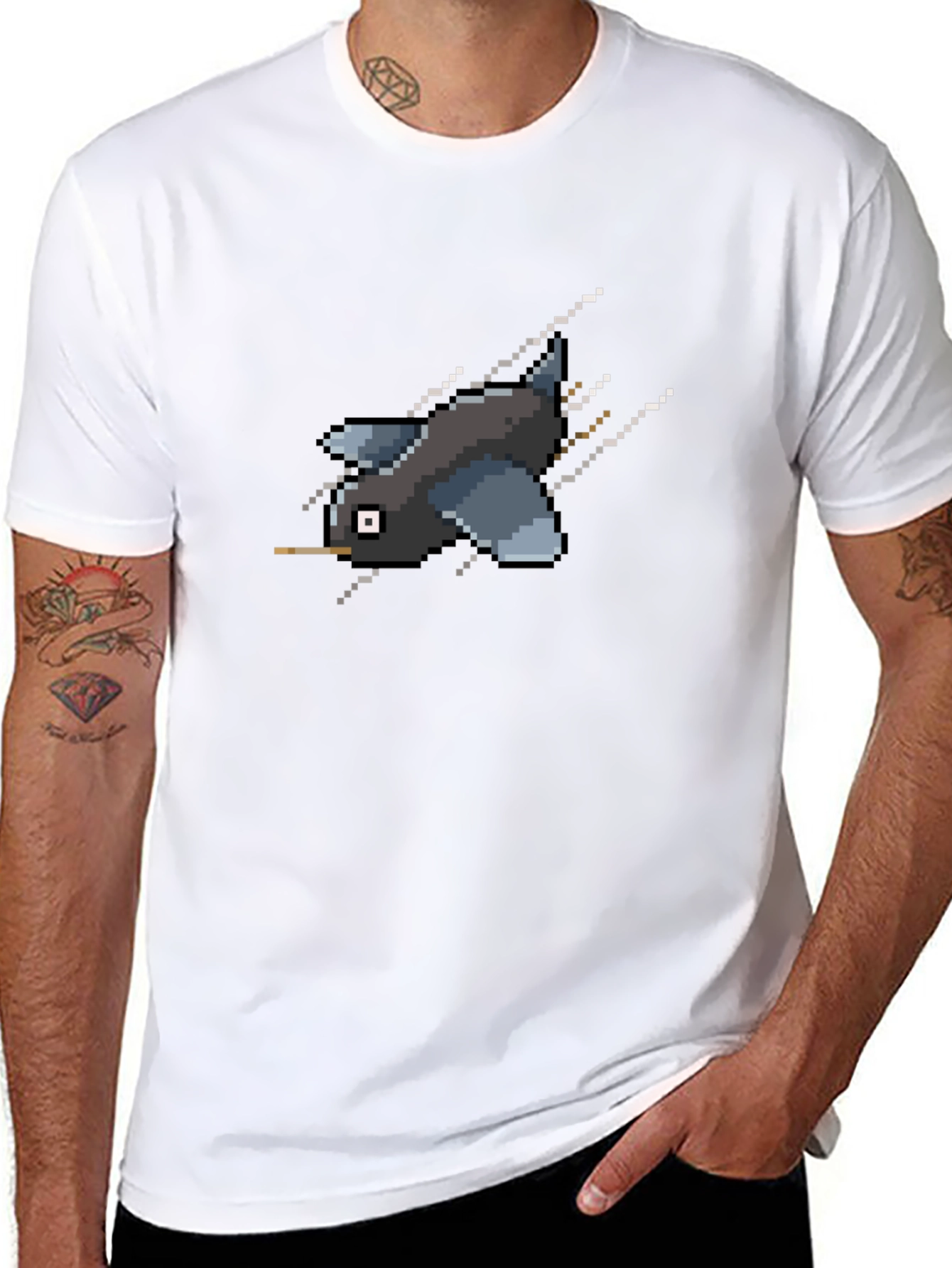 Pixel Bird Black T-Shirt - Retro Gaming Style