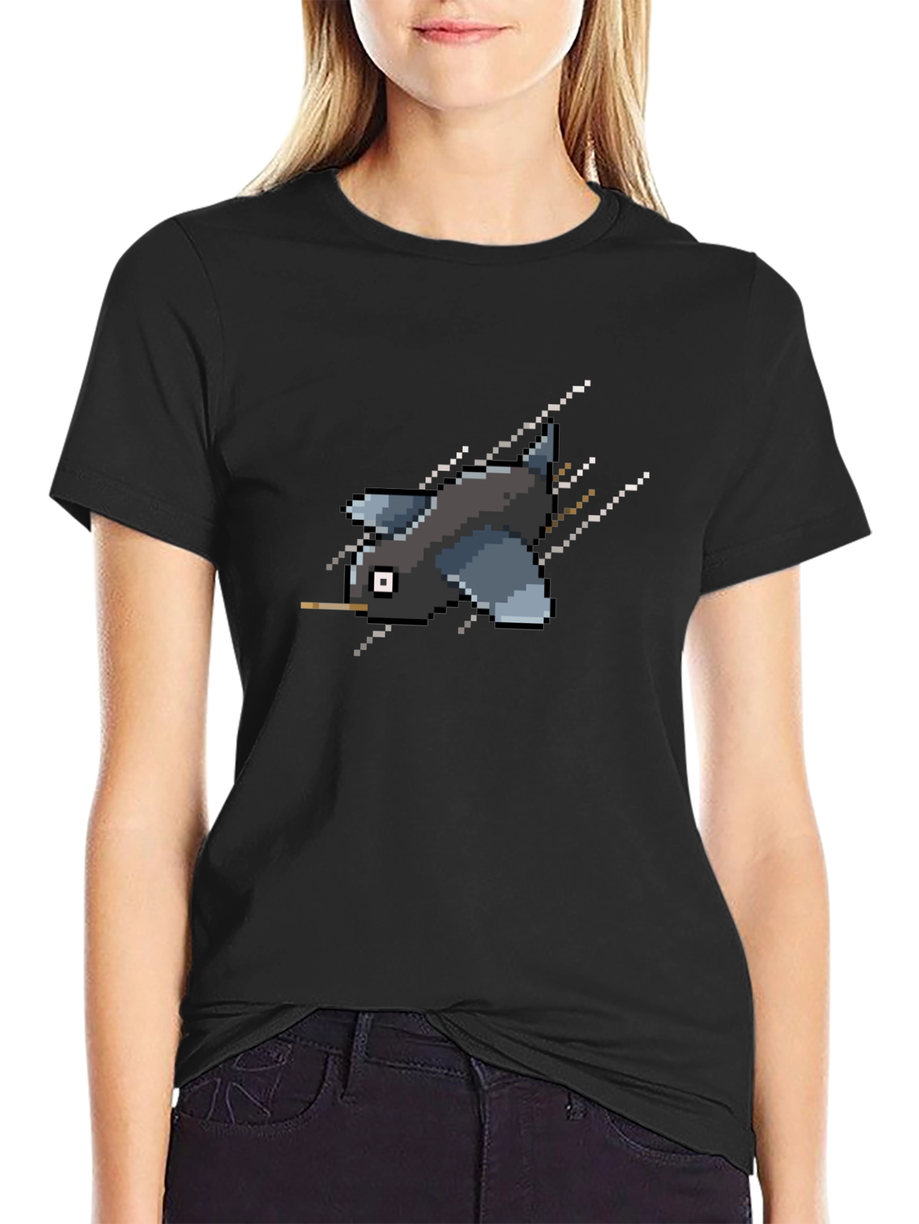 Pixel Bird Black T-Shirt - Retro Gaming Style