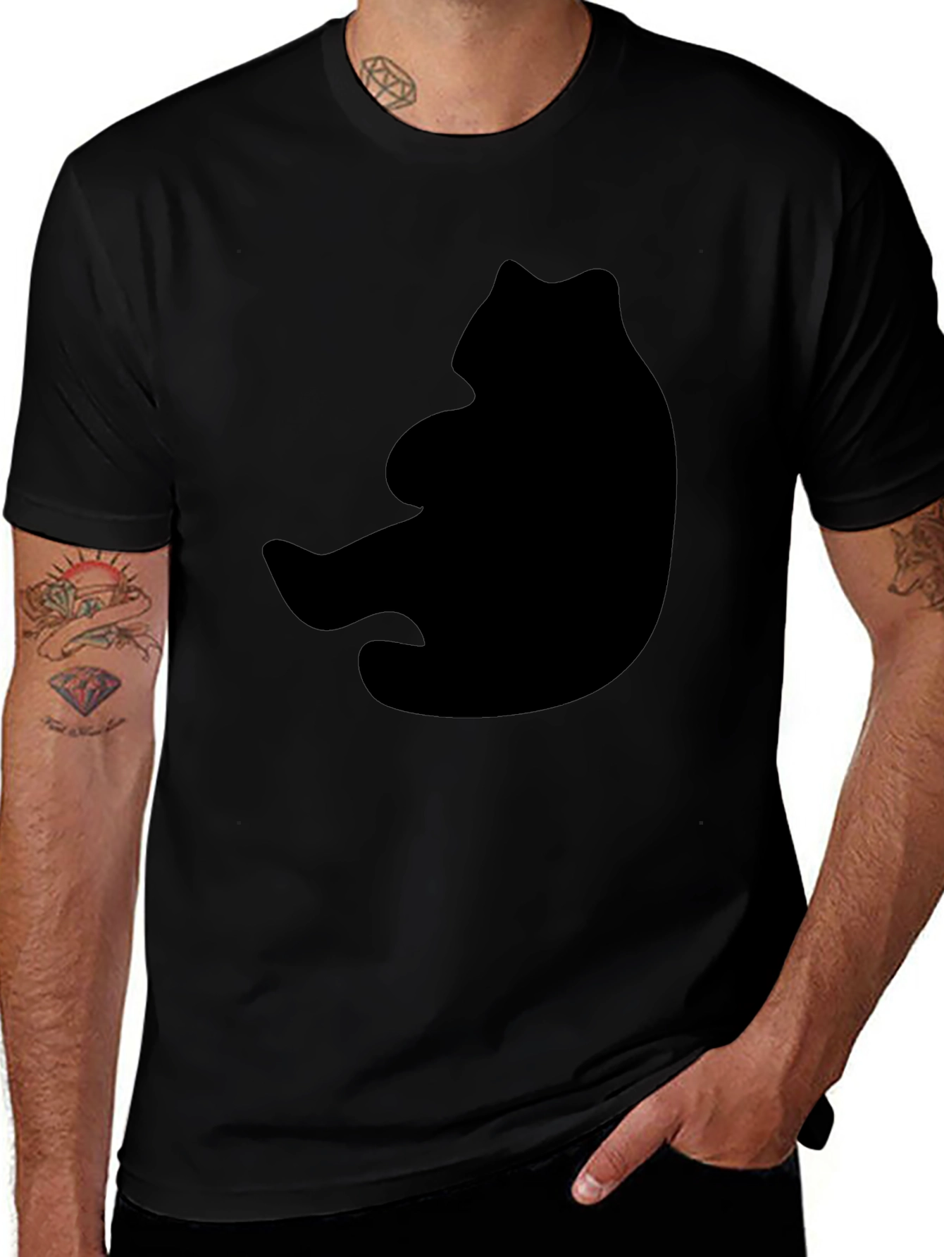 Bear Silhouette Graphic Black T-Shirt