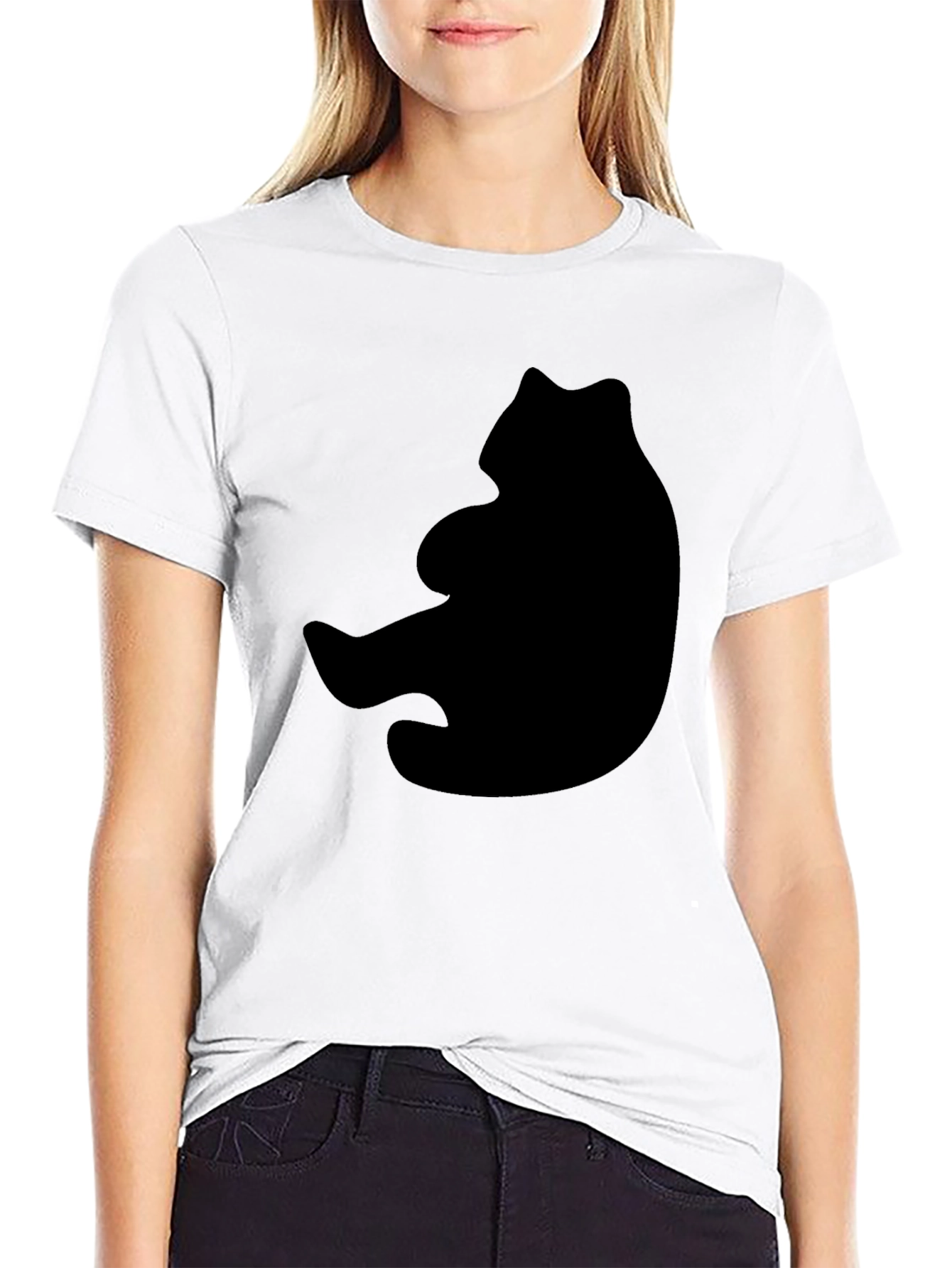 Bear Silhouette Graphic Black T-Shirt