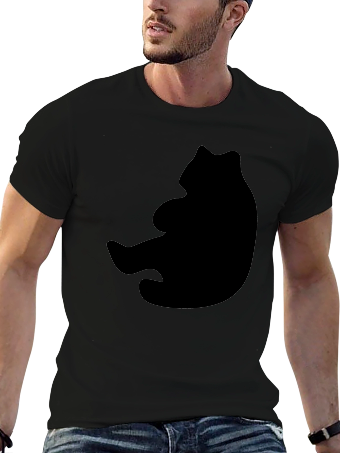 Bear Silhouette Graphic Black T-Shirt