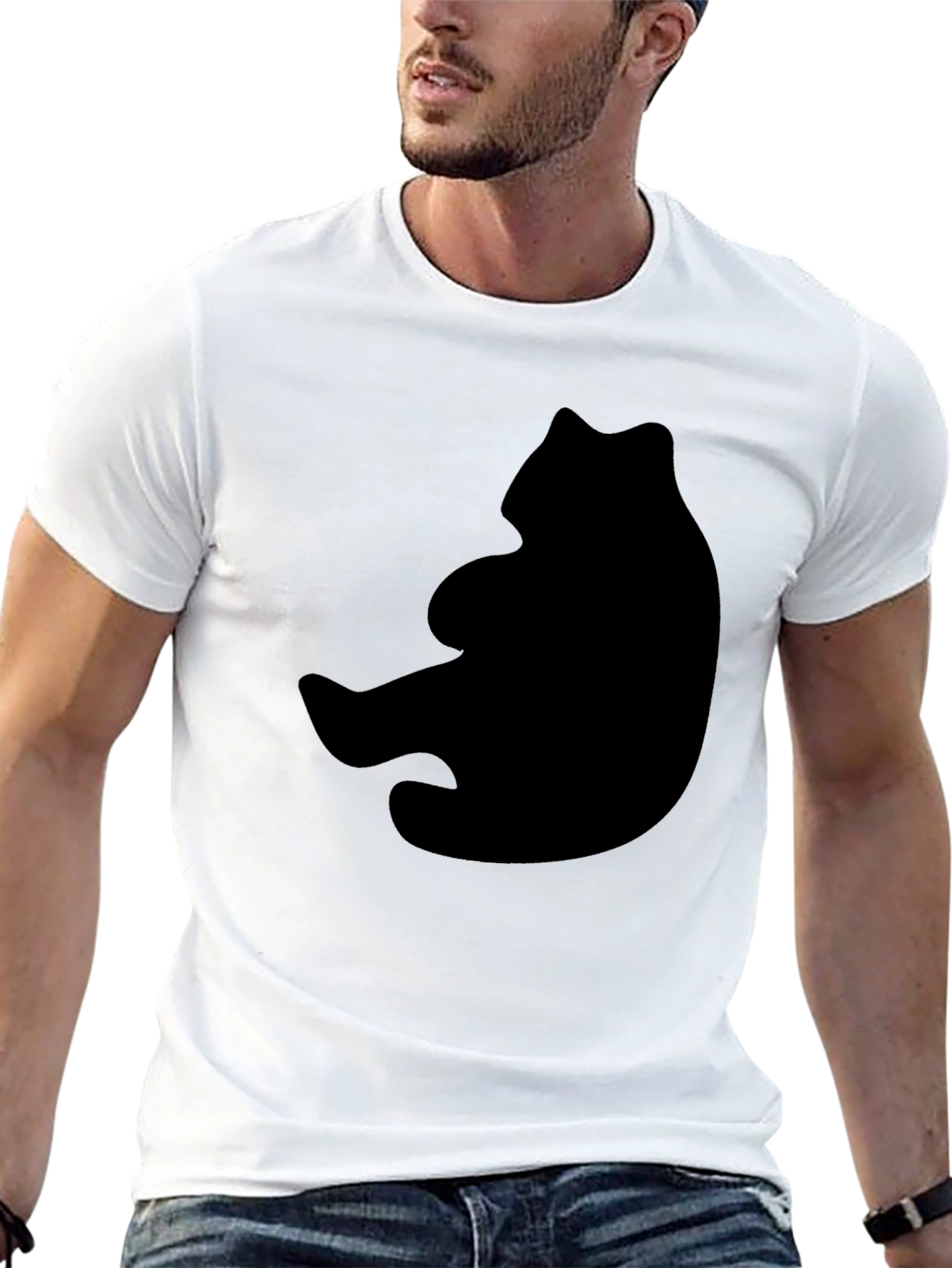 Bear Silhouette Graphic Black T-Shirt