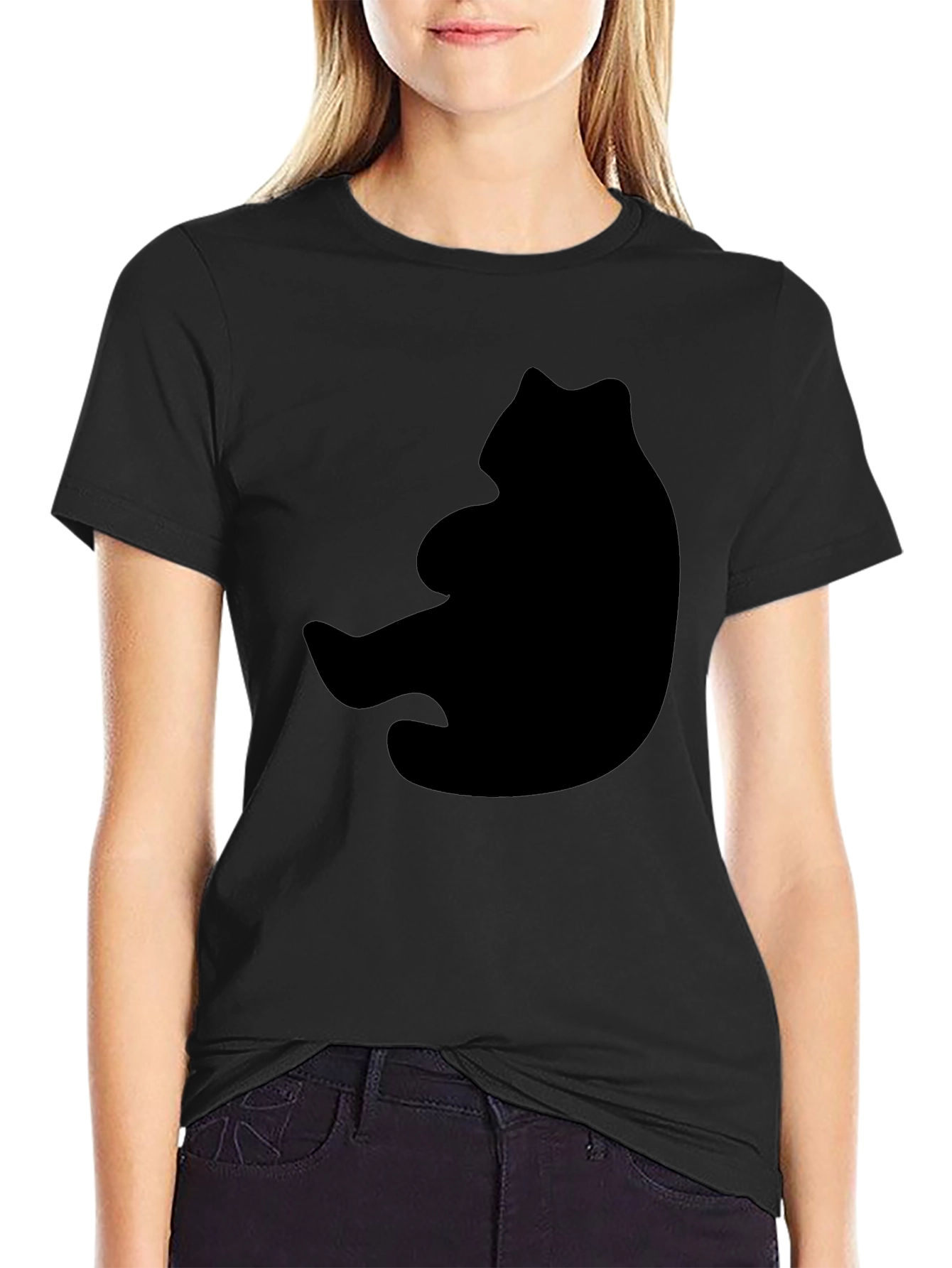 Bear Silhouette Graphic Black T-Shirt