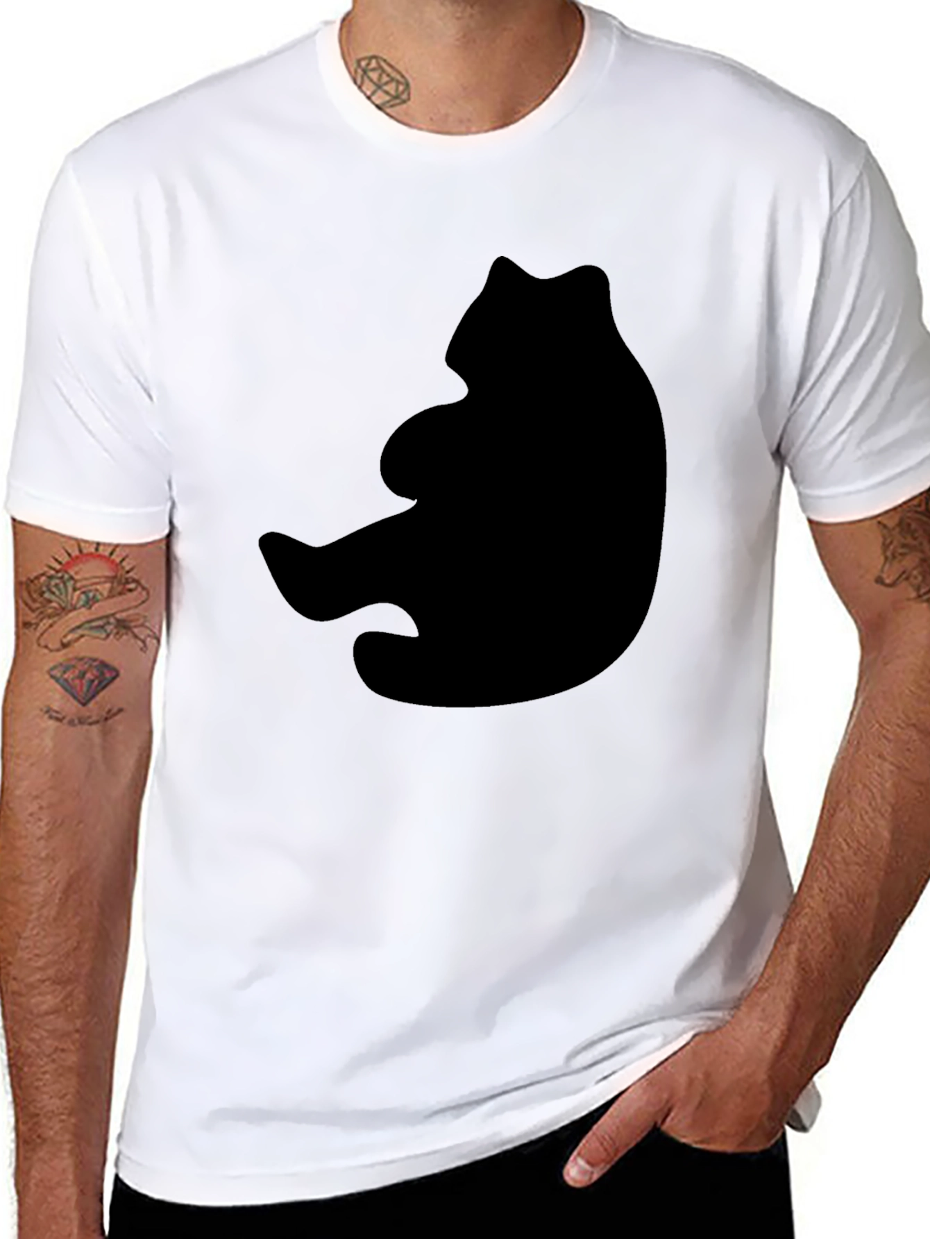 Bear Silhouette Graphic Black T-Shirt