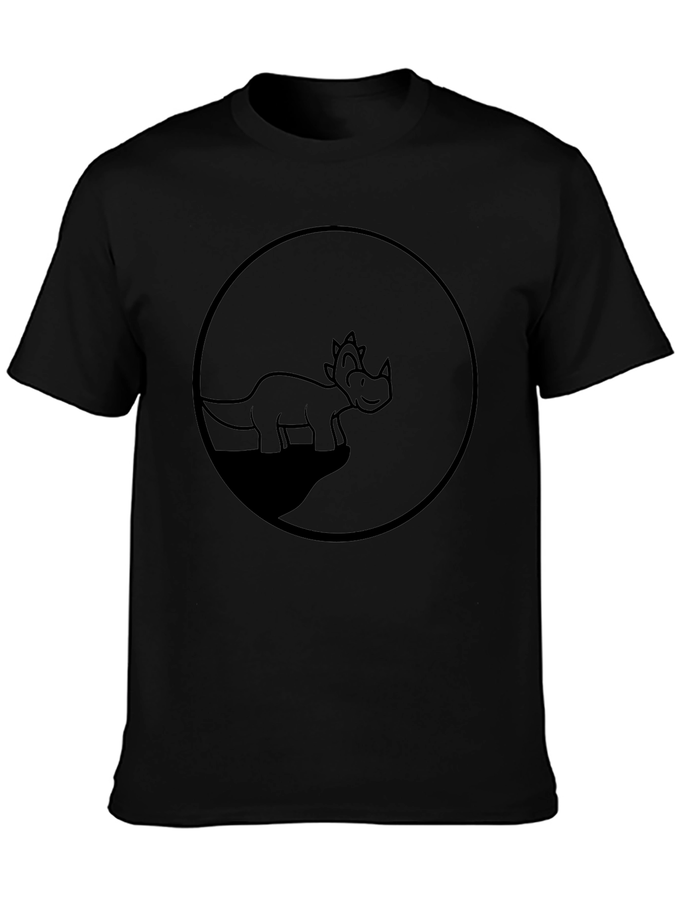 Dino Circle Graphic Tee - Casual Black T-Shirt