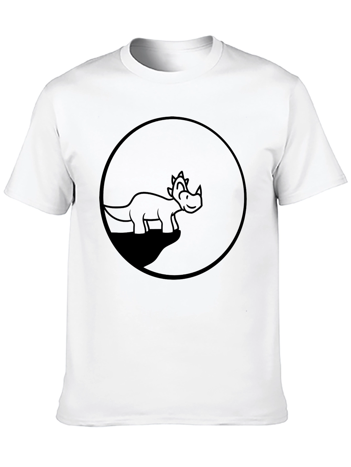 Dino Circle Graphic Tee - Casual Black T-Shirt