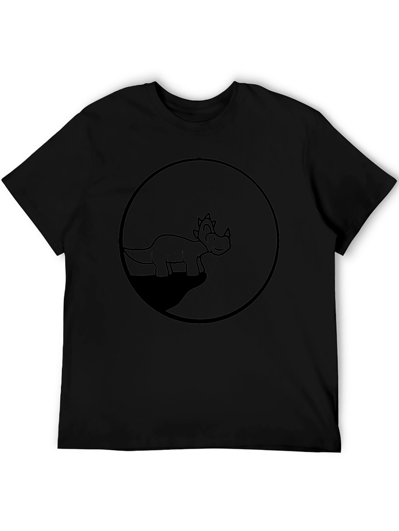 Dino Circle Graphic Tee - Casual Black T-Shirt