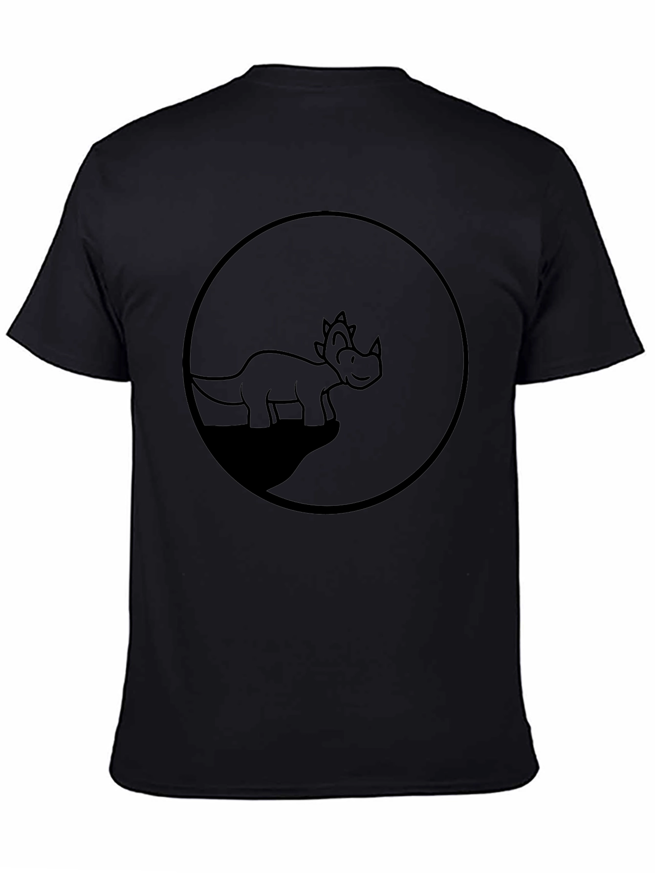 Dino Circle Graphic Tee - Casual Black T-Shirt