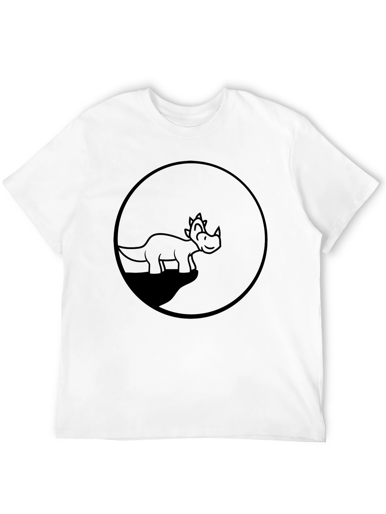 Dino Circle Graphic Tee - Casual Black T-Shirt
