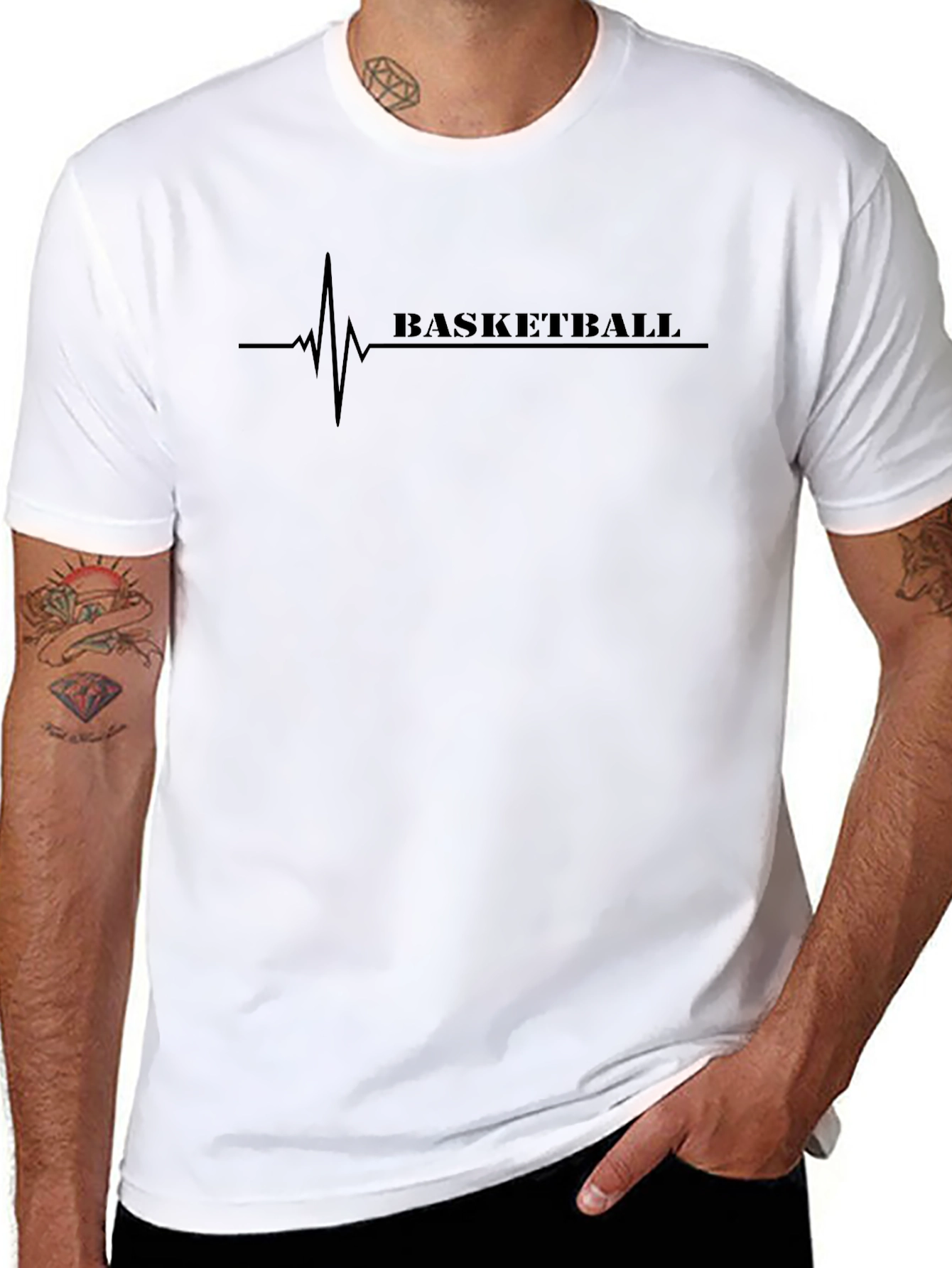 Basketball Heartbeat Graphic Tee - Black
