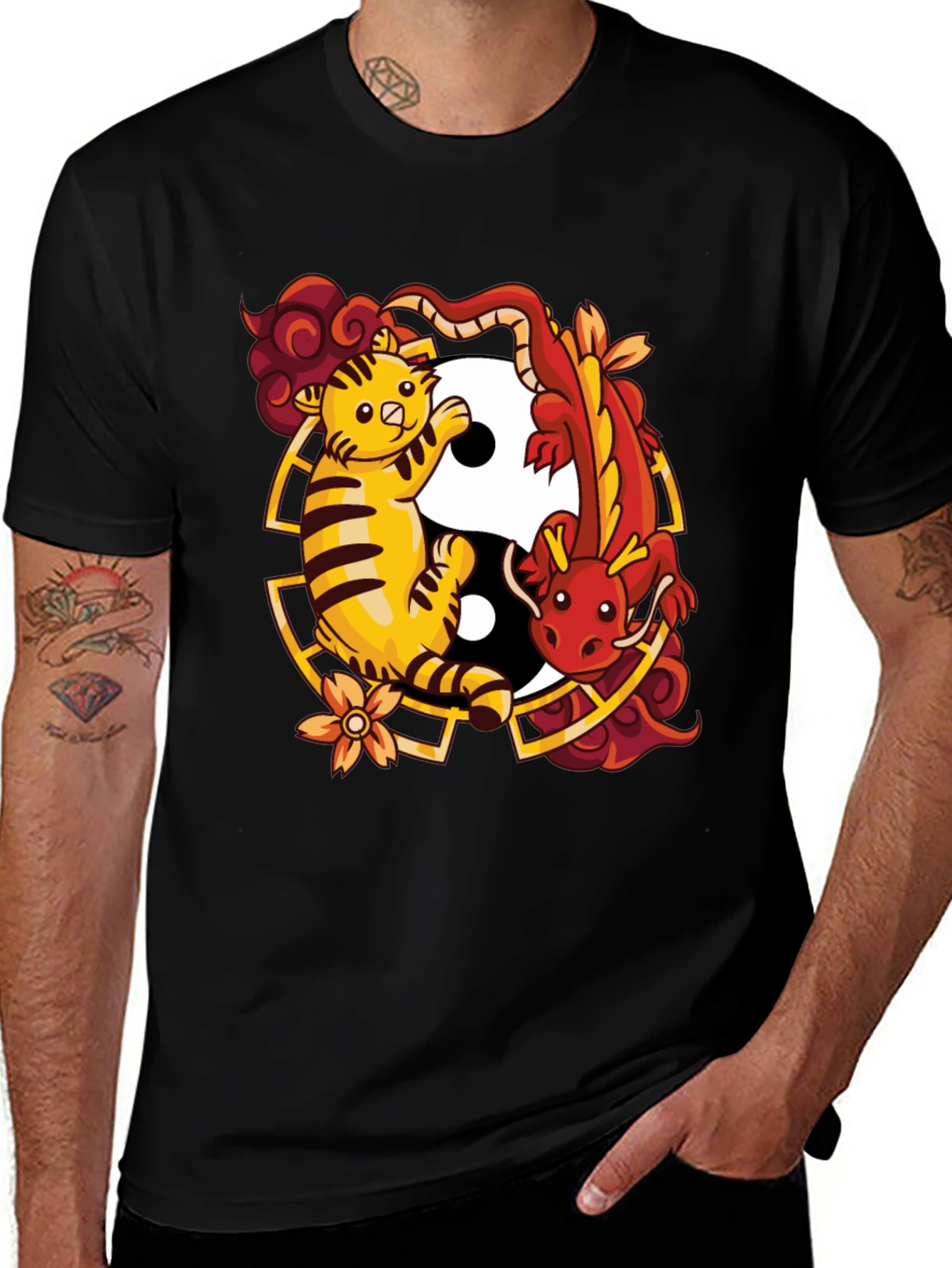 Yin Yang Tiger & Dragon Graphic Tee