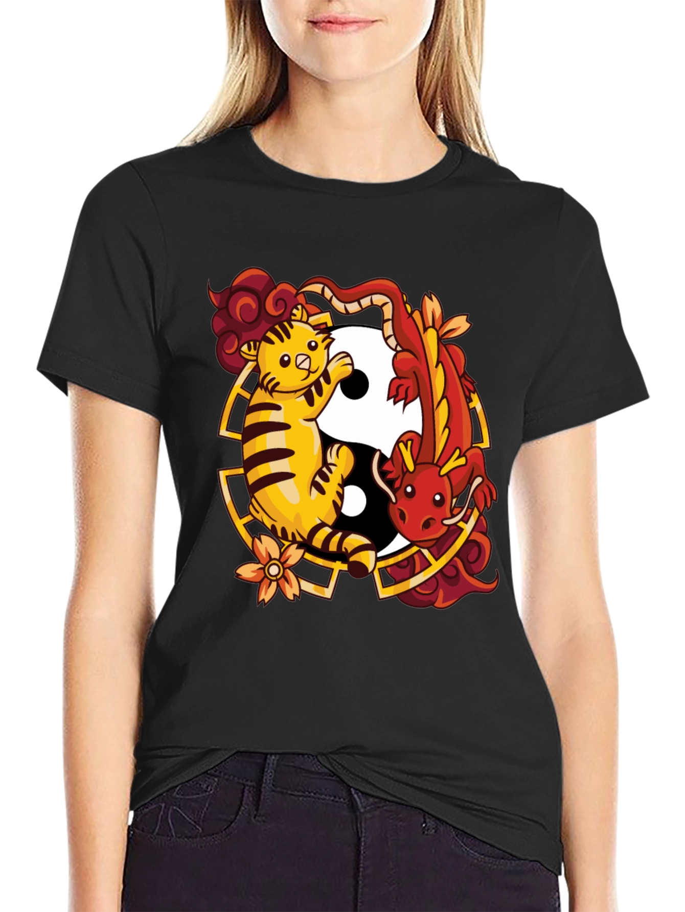 Yin Yang Tiger & Dragon Graphic Tee