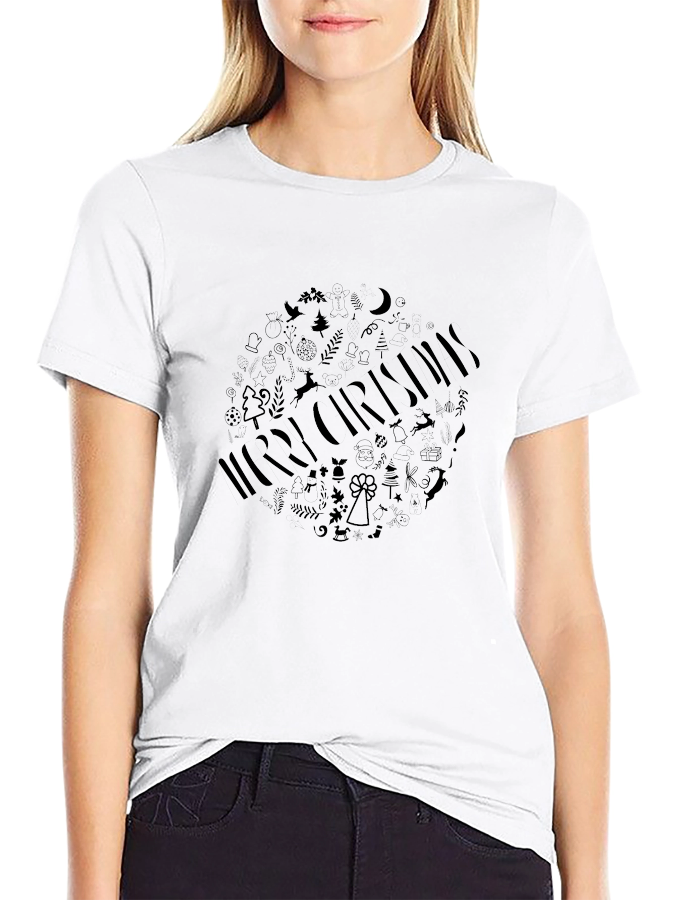 Festive Holiday Graphic Tee - Merry Christmas Design
