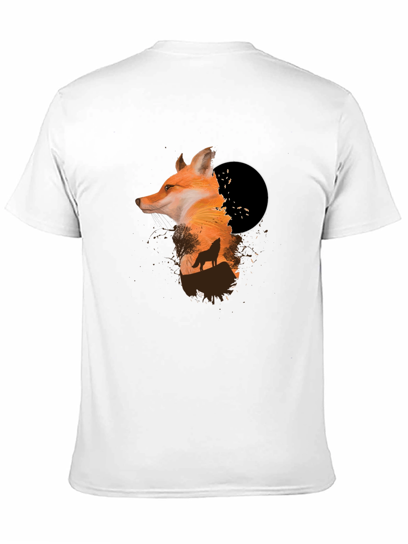 Fox & Wolf Graphic Black T-Shirt - Unique Design