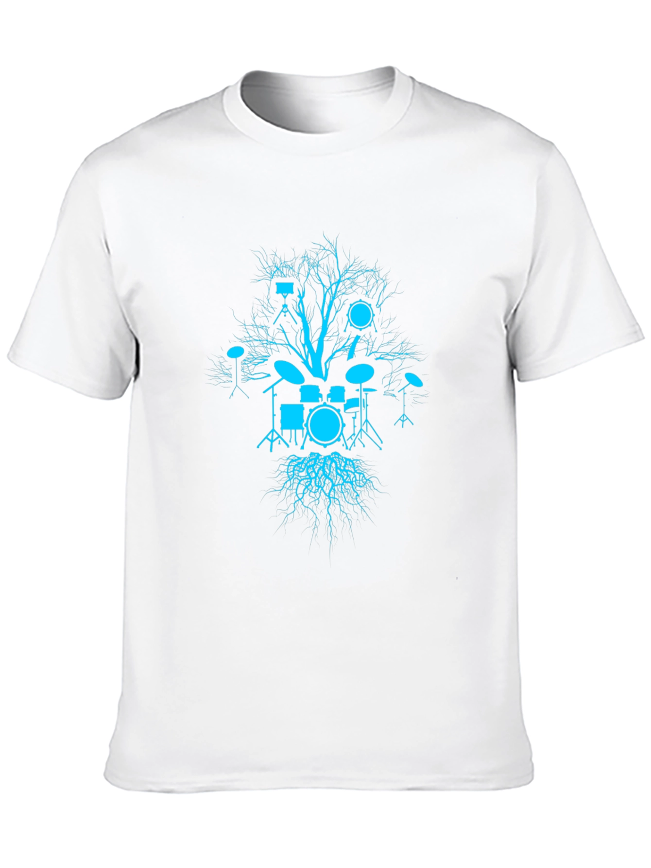 Drum Set Tree Graphic Tee - Black Cotton T-Shirt