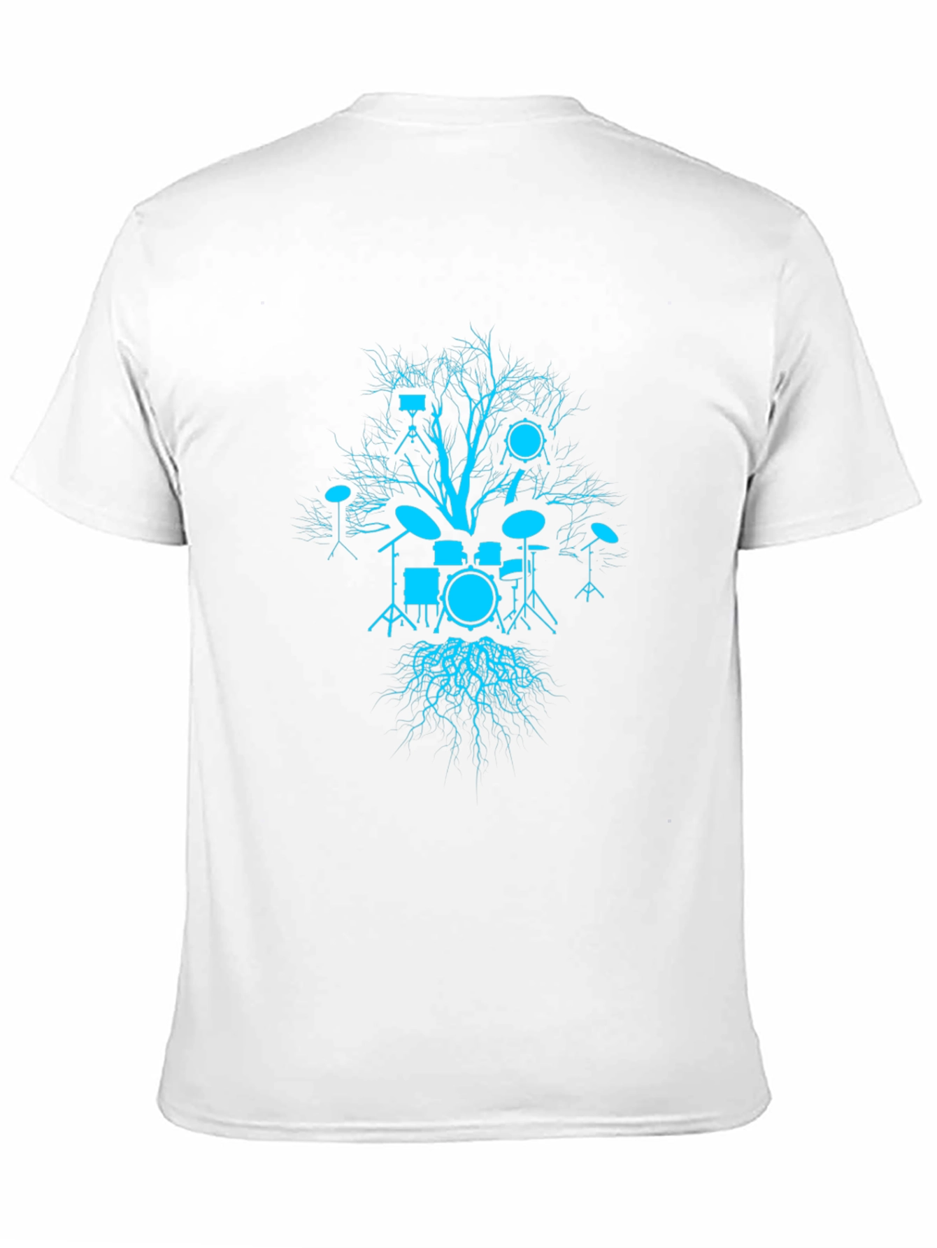 Drum Set Tree Graphic Tee - Black Cotton T-Shirt