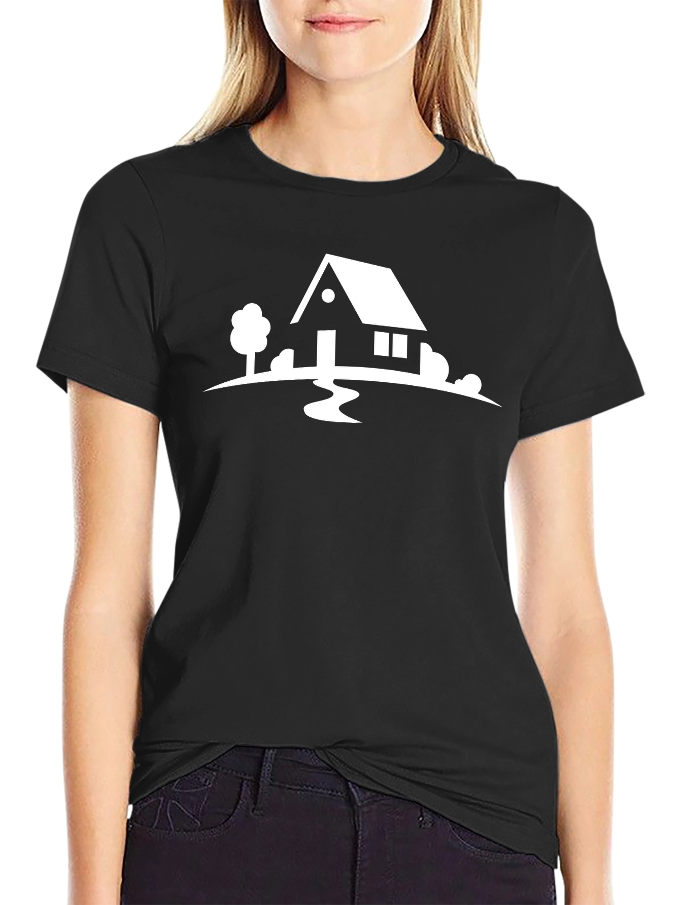 House Graphic Tee - Classic Black Cotton T-Shirt