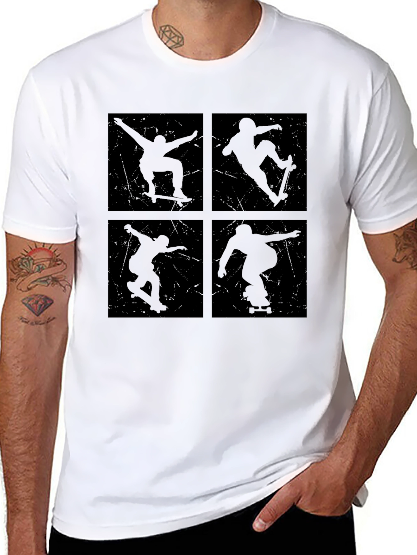 Skateboarding Silhouette Graphic Tee - Black