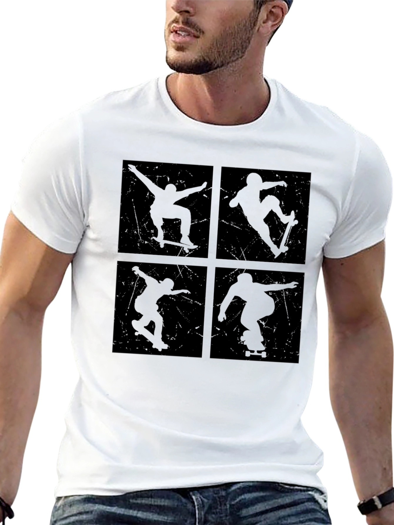 Skateboarding Silhouette Graphic Tee - Black