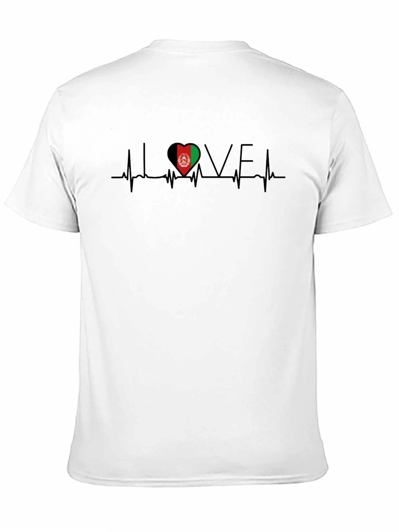 I Love Afghanistan Heartbeat T-Shirt - Black