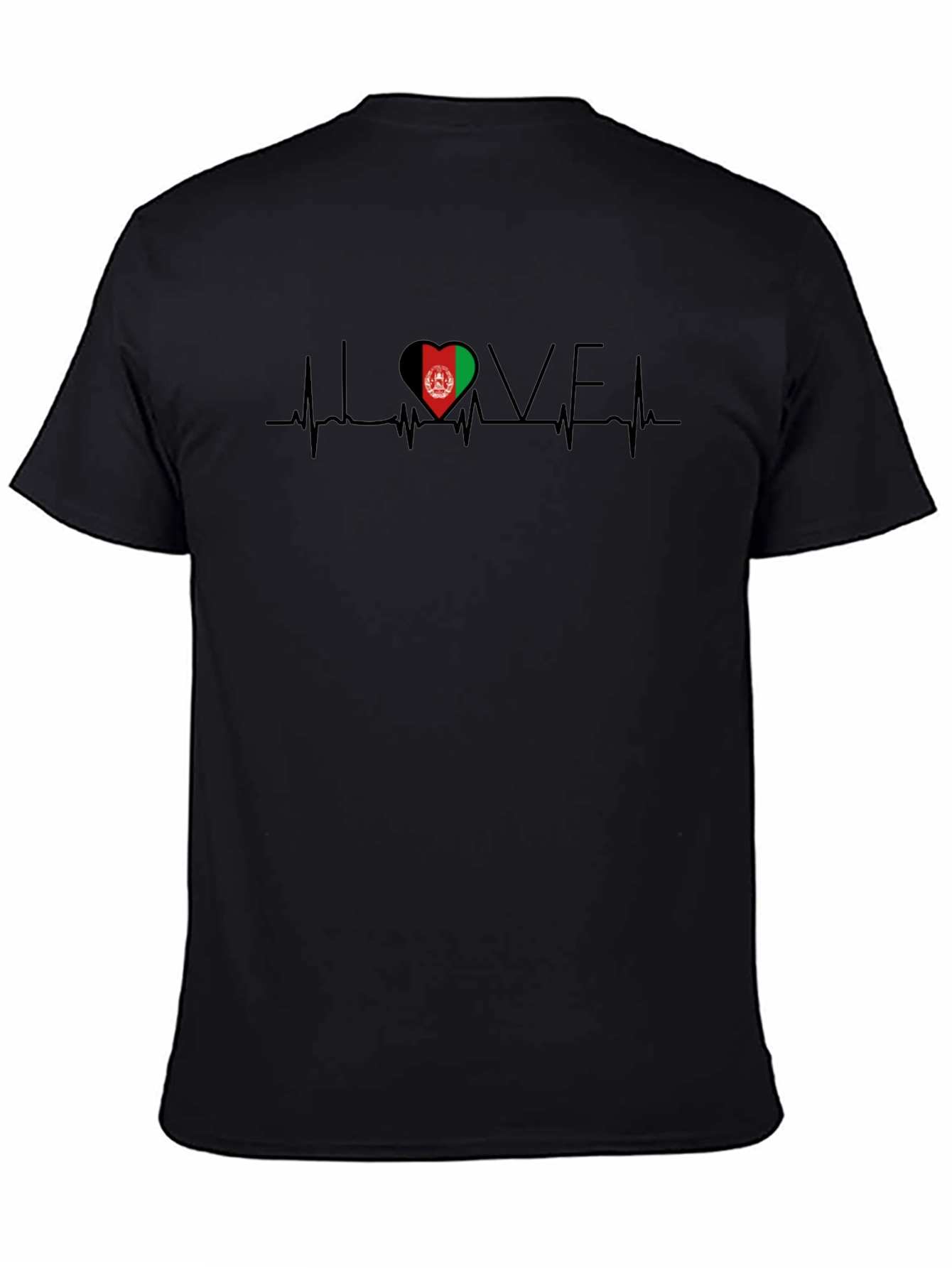 I Love Afghanistan Heartbeat T-Shirt - Black