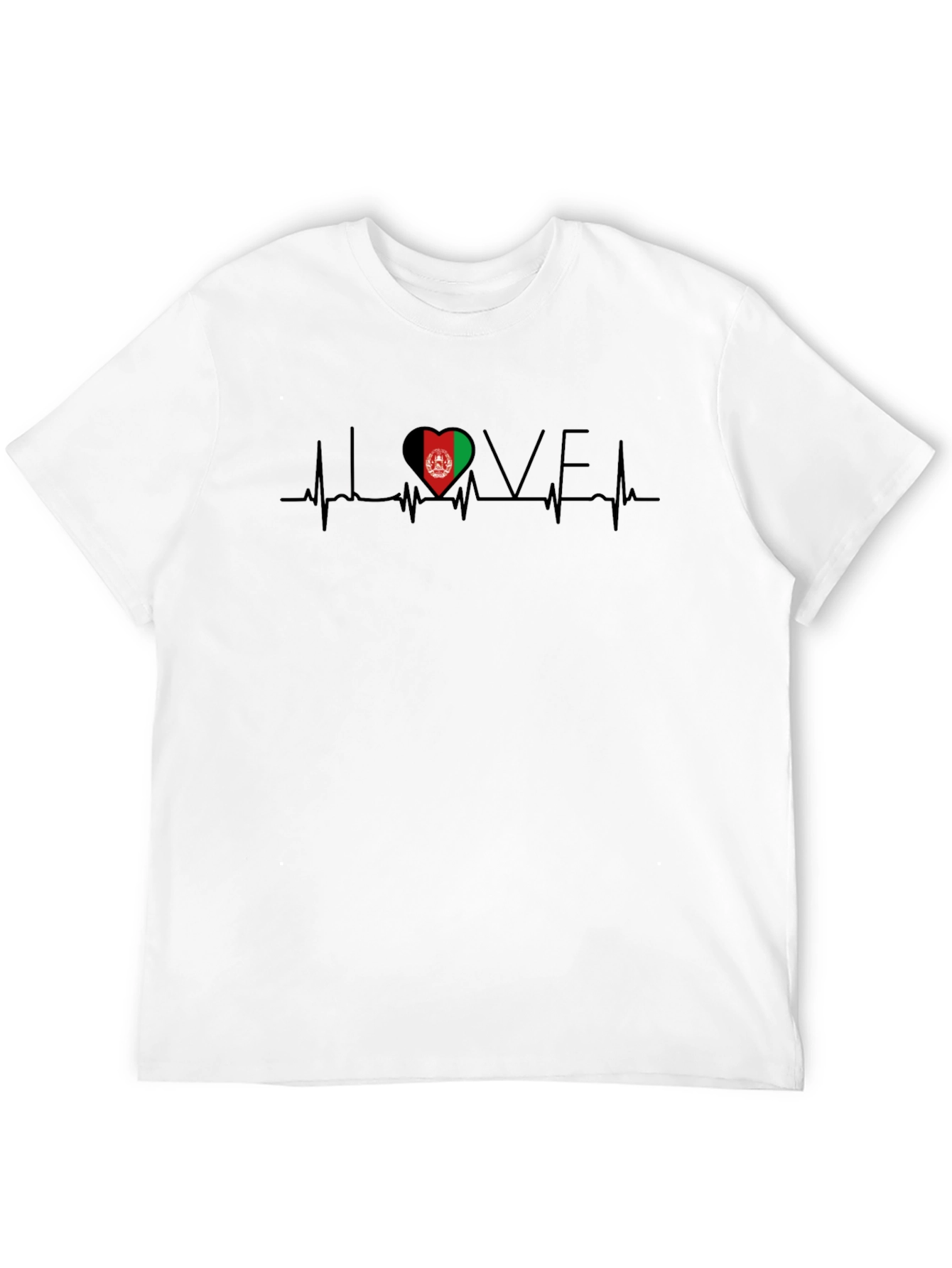 I Love Afghanistan Heartbeat T-Shirt - Black