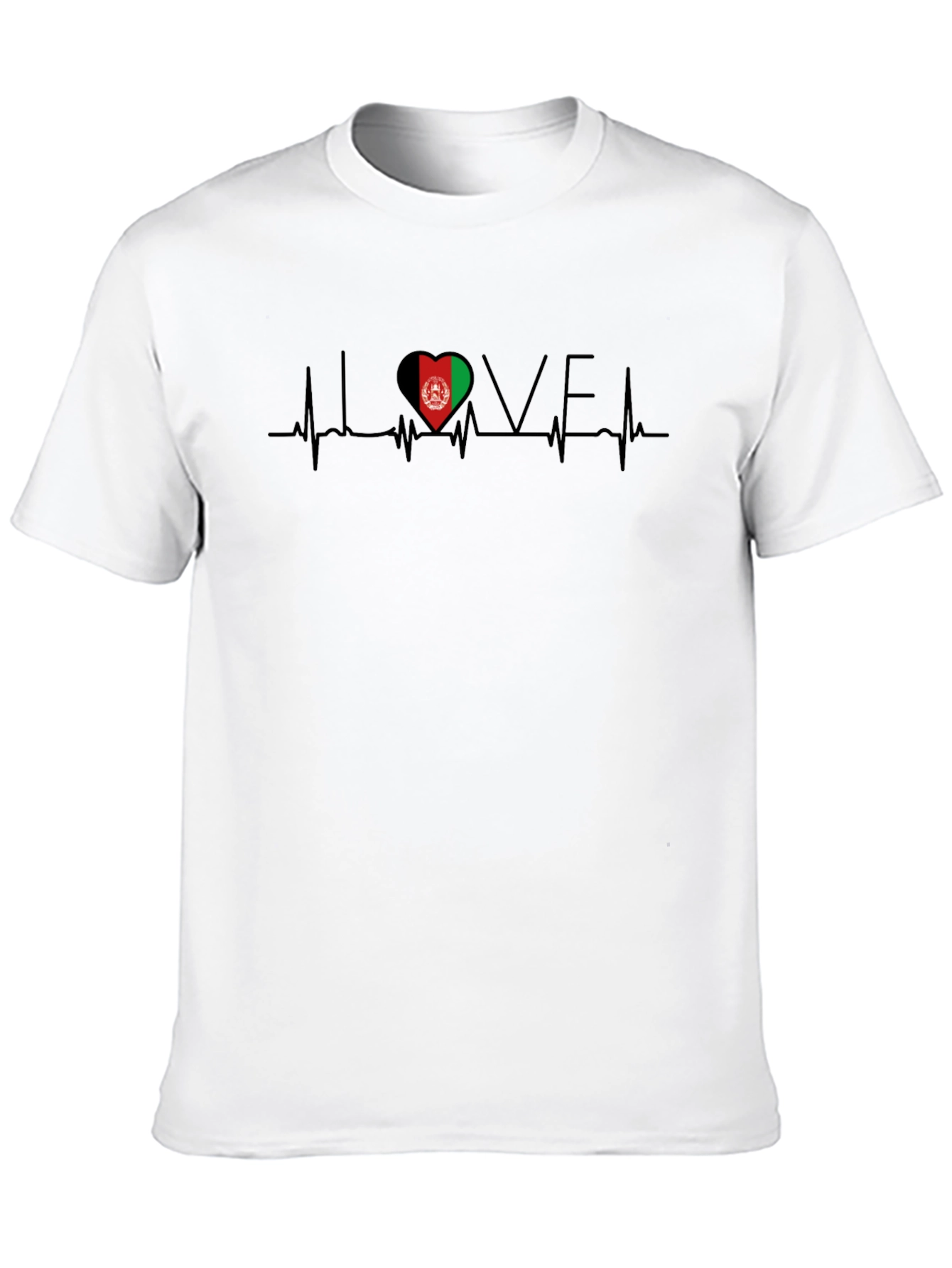 I Love Afghanistan Heartbeat T-Shirt - Black