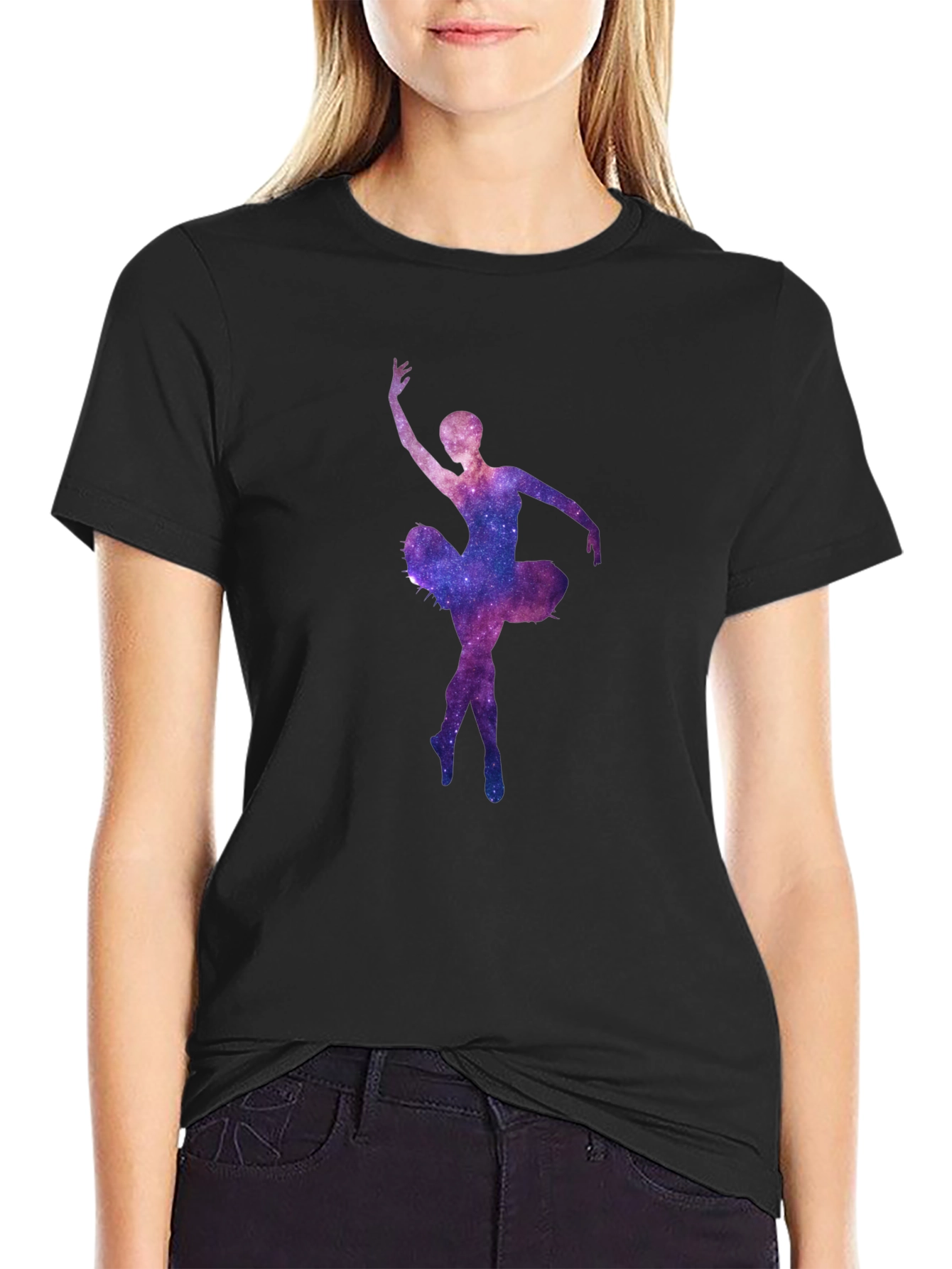 Galaxy Ballerina Black T-Shirt