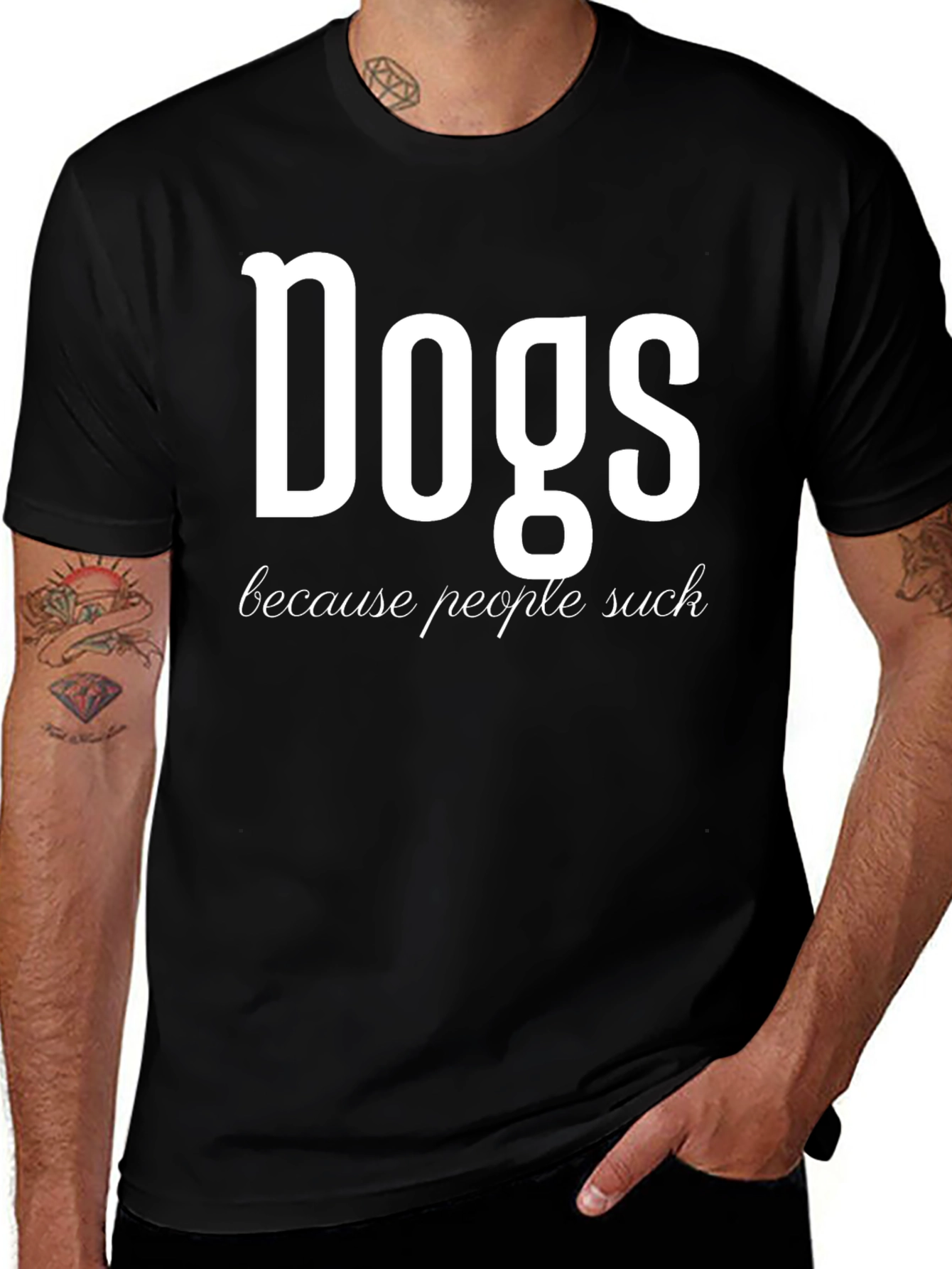 Dogs Because People Suck Funny Graphic T-Shirt