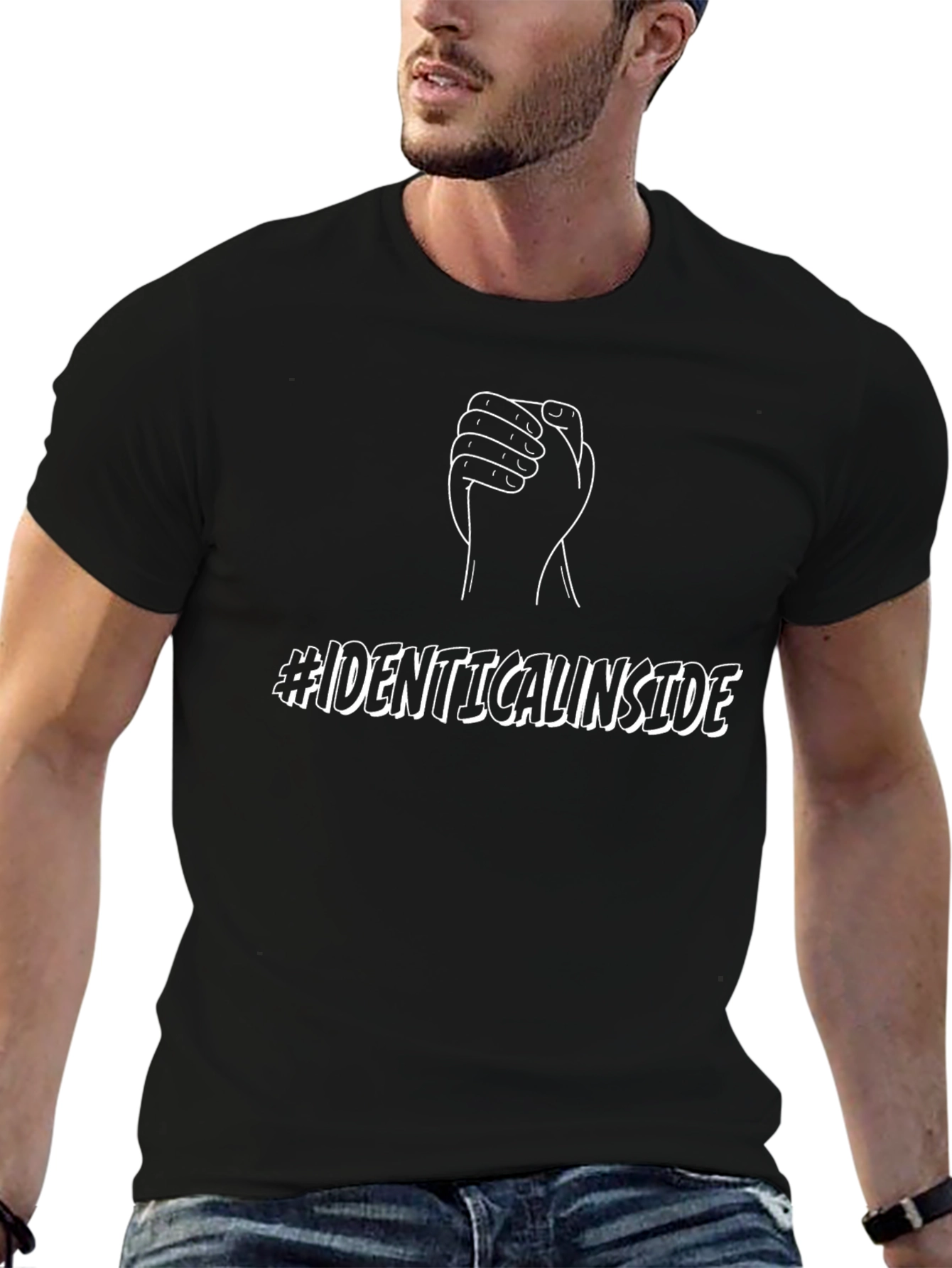 Identical Inside Graphic Tee - Black Cotton Blend