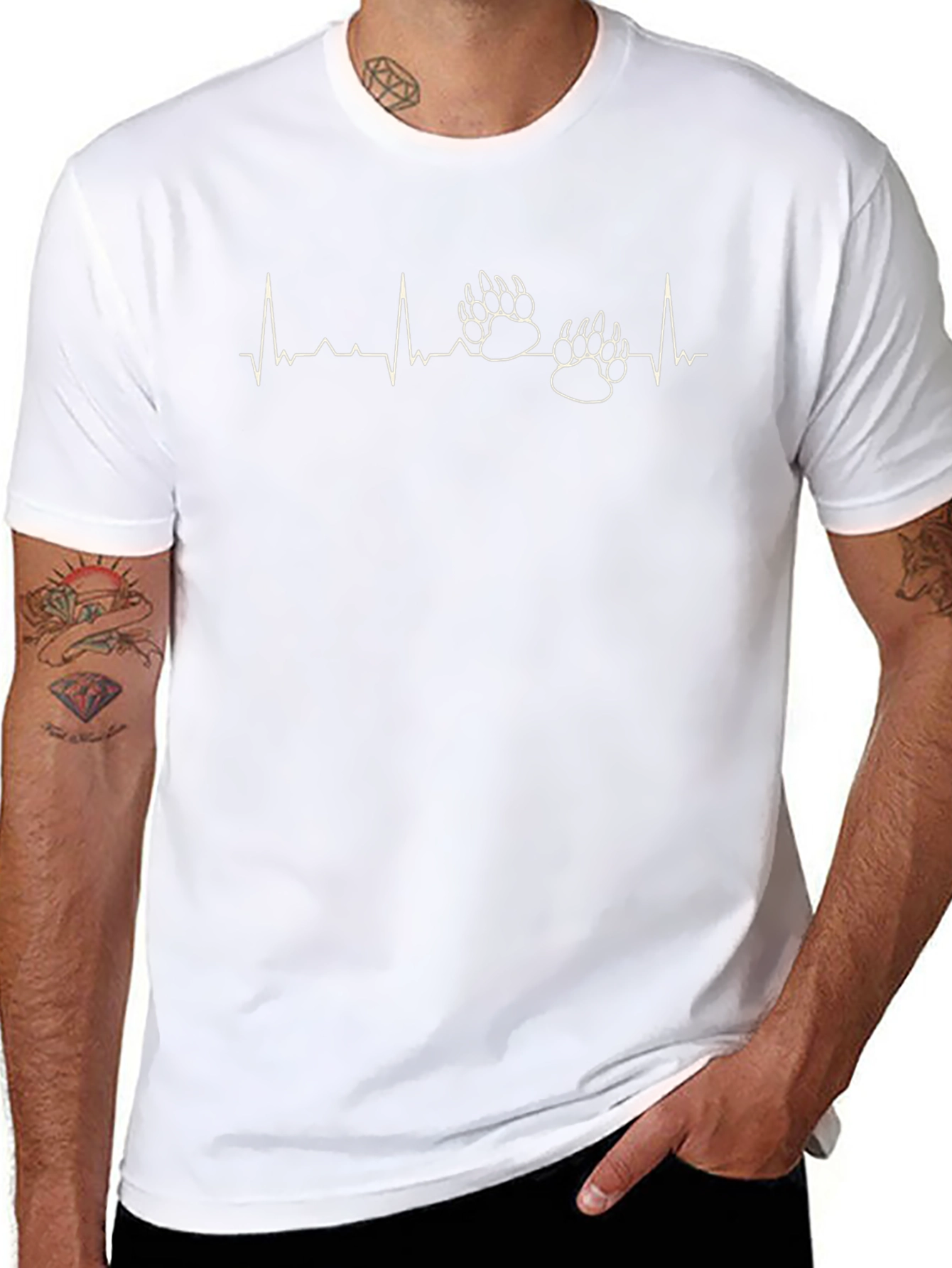 Bear Paw Heartbeat T-Shirt - Black