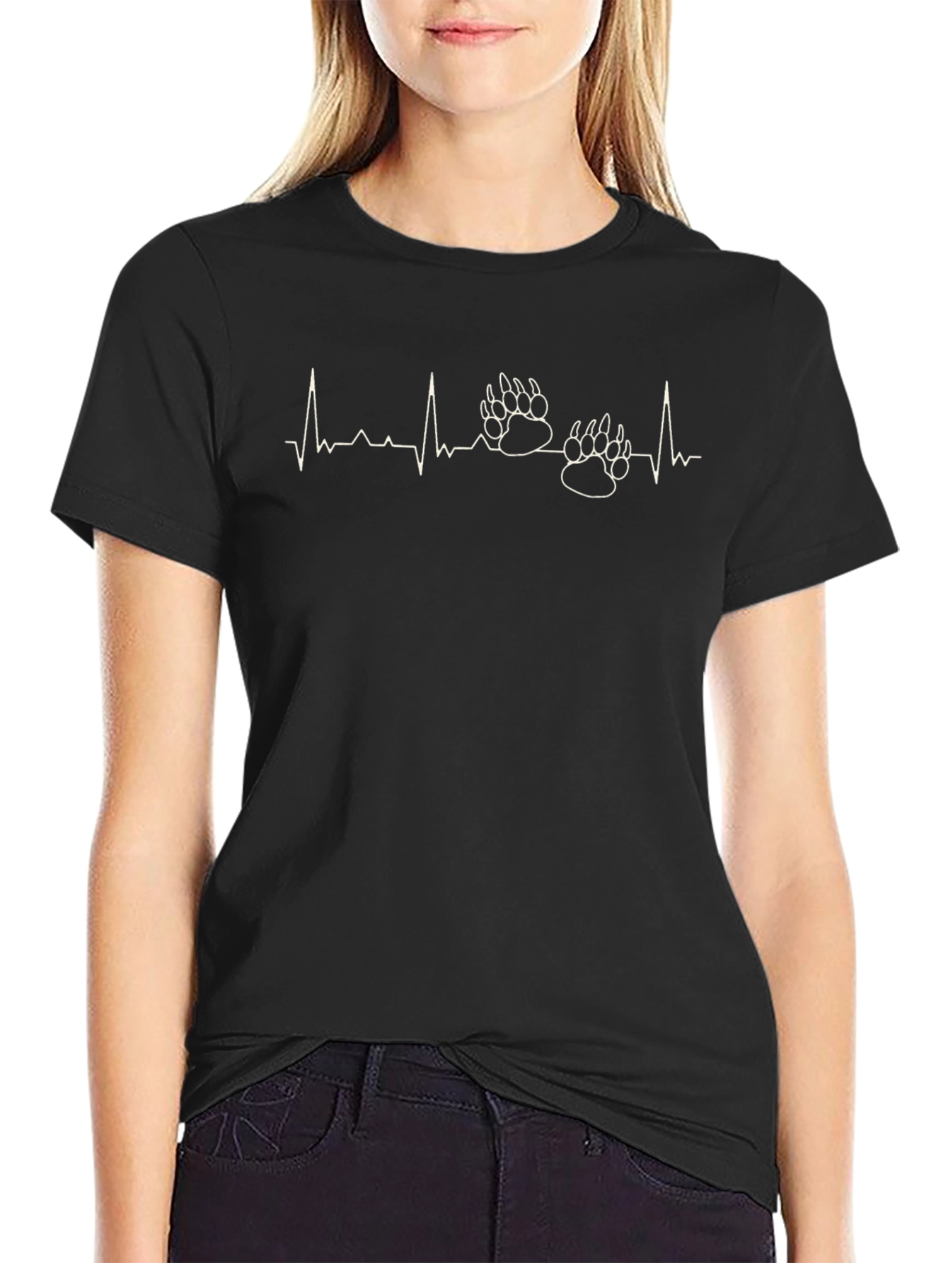 Bear Paw Heartbeat T-Shirt - Black