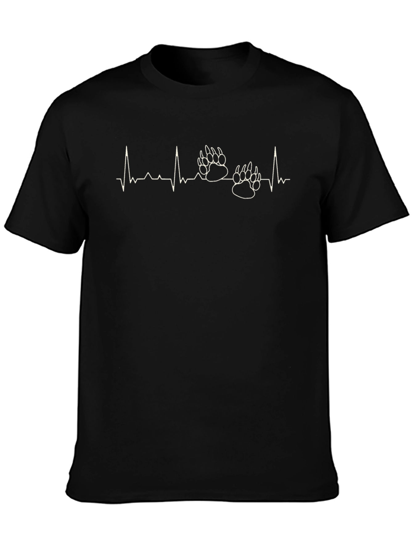 Bear Paw Heartbeat T-Shirt - Black