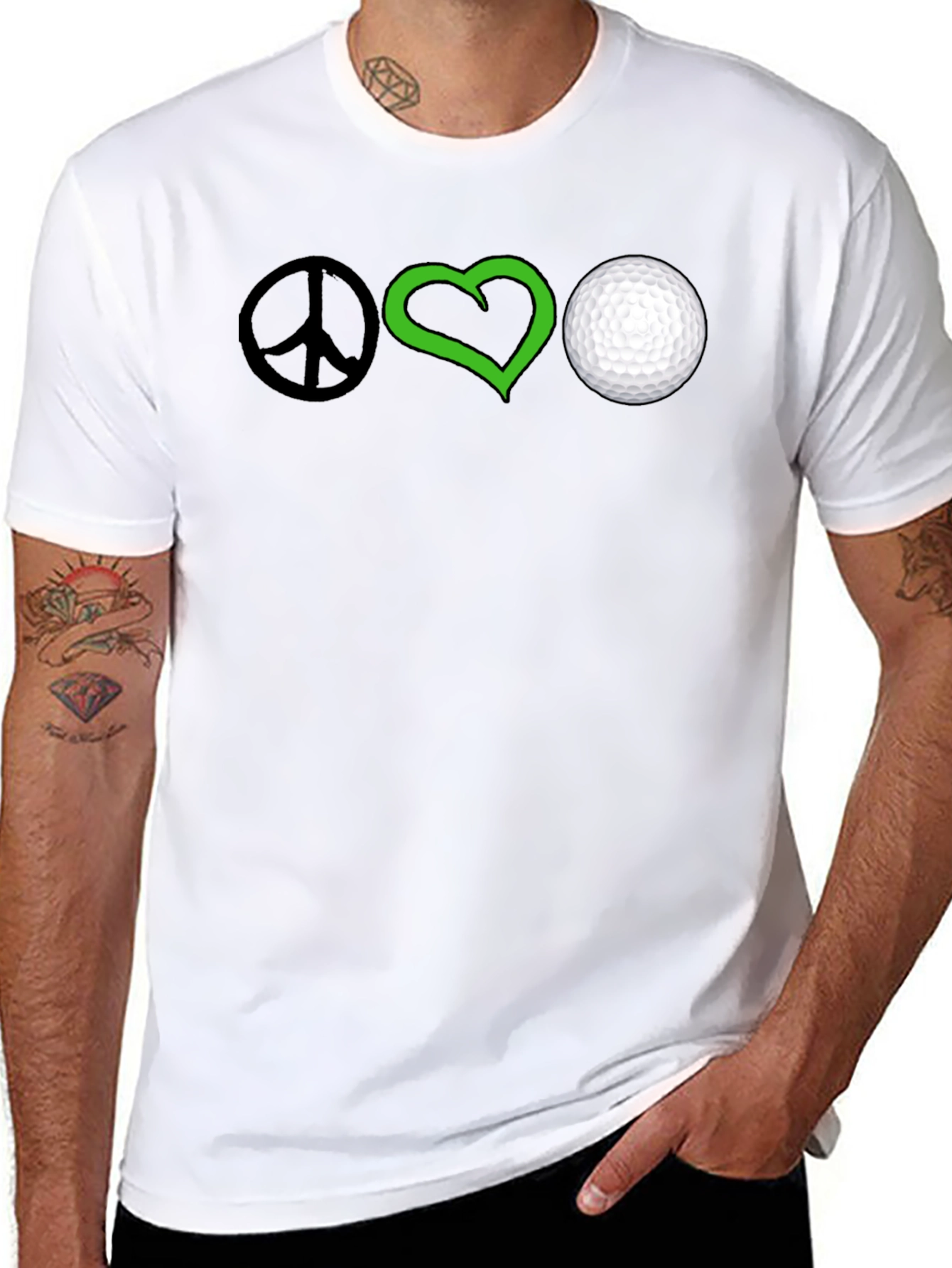 Peace Love Golf T-Shirt - Black Cotton Tee