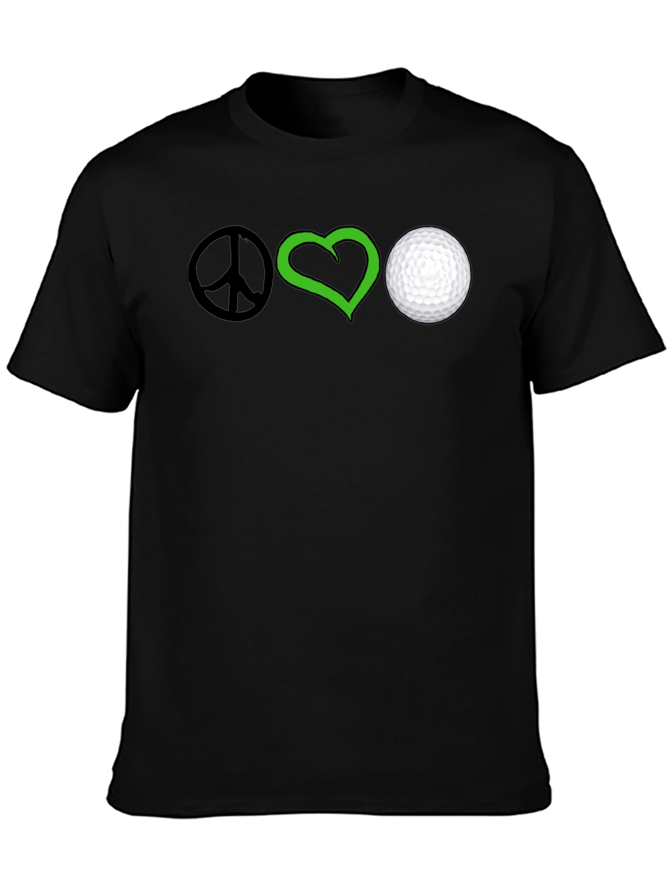 Peace Love Golf T-Shirt - Black Cotton Tee