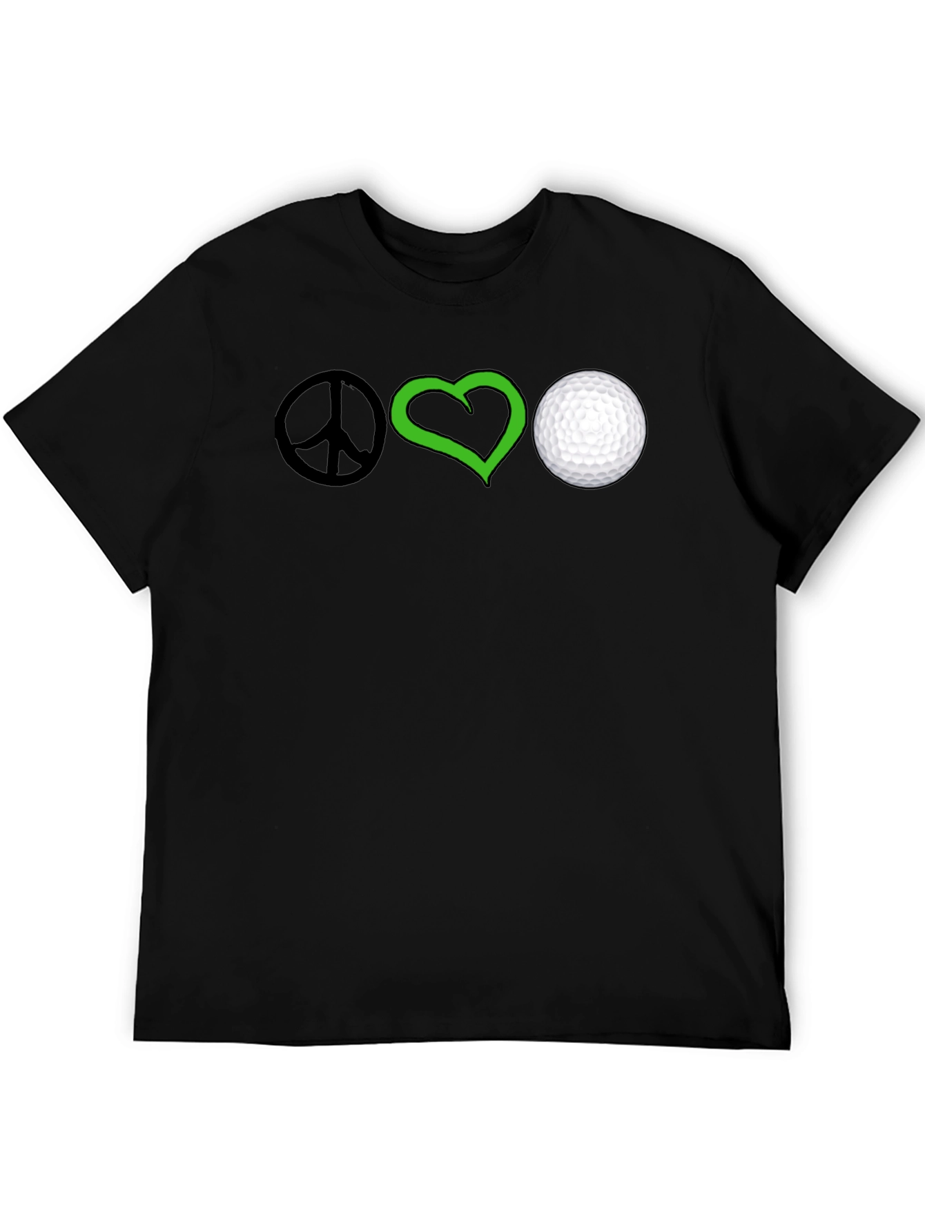 Peace Love Golf T-Shirt - Black Cotton Tee