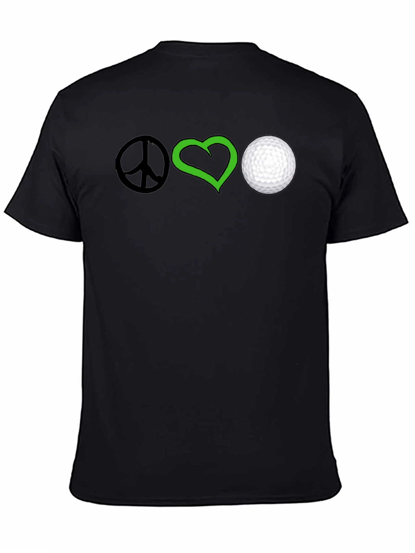 Peace Love Golf T-Shirt - Black Cotton Tee