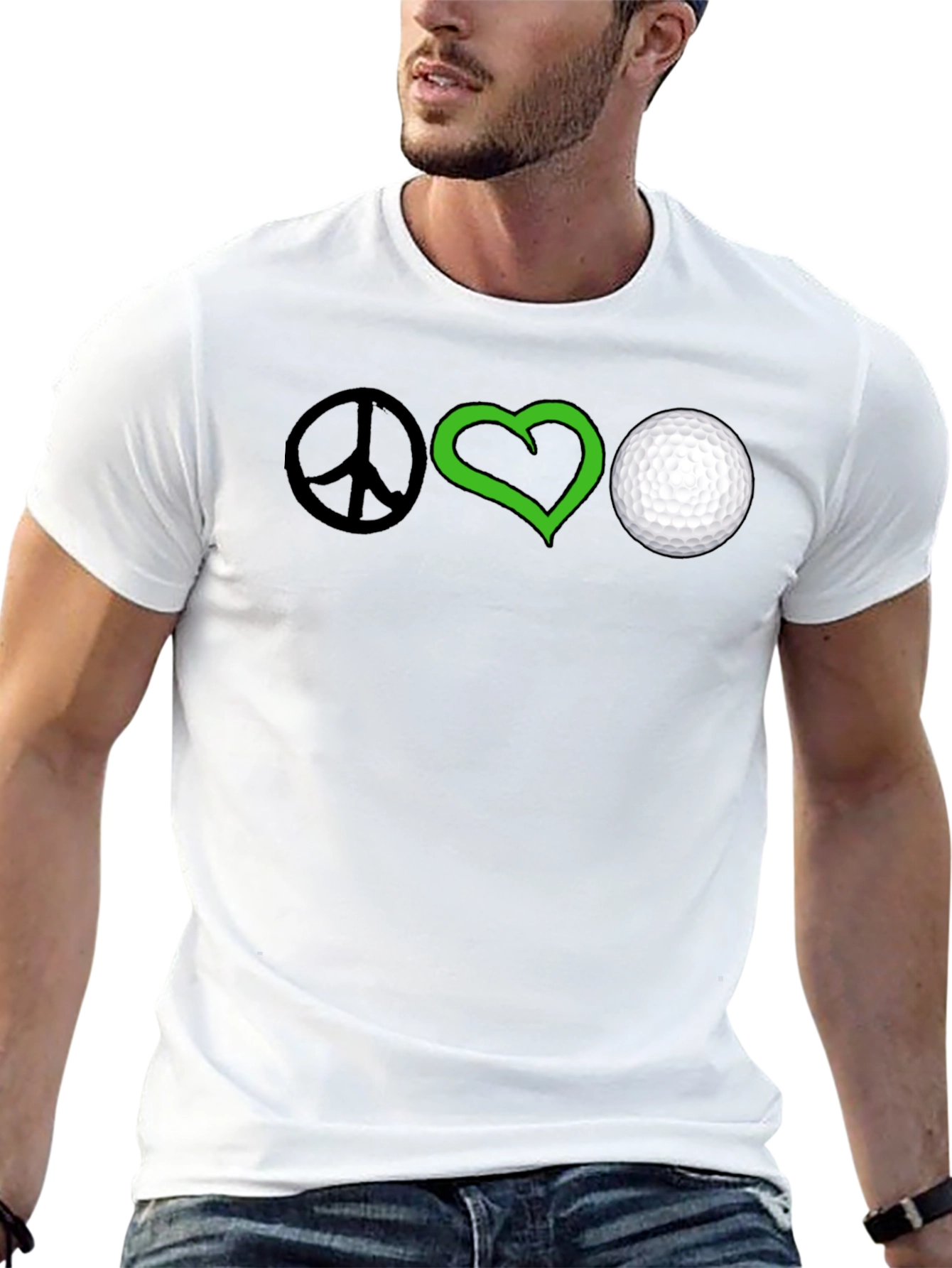 Peace Love Golf T-Shirt - Black Cotton Tee
