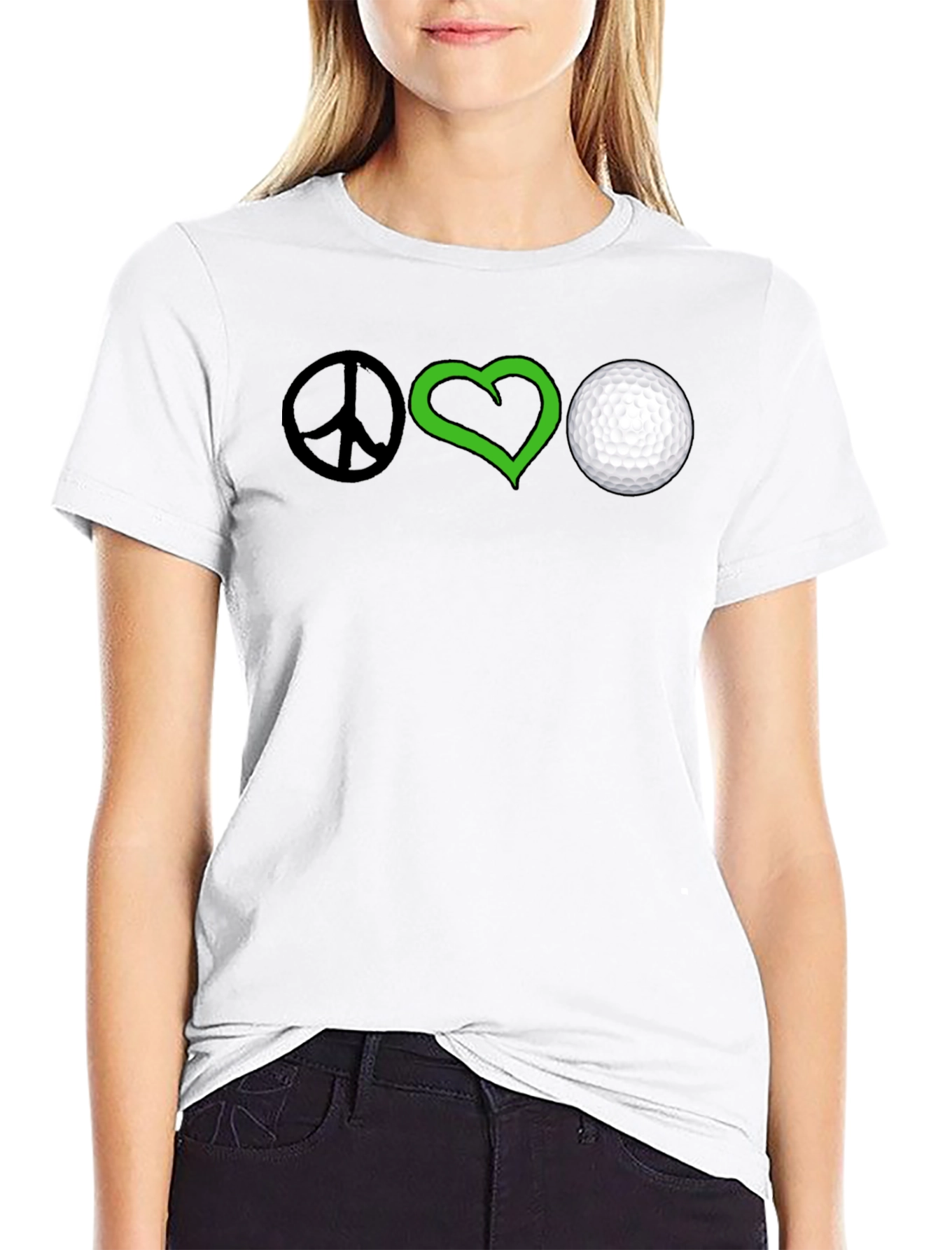 Peace Love Golf T-Shirt - Black Cotton Tee