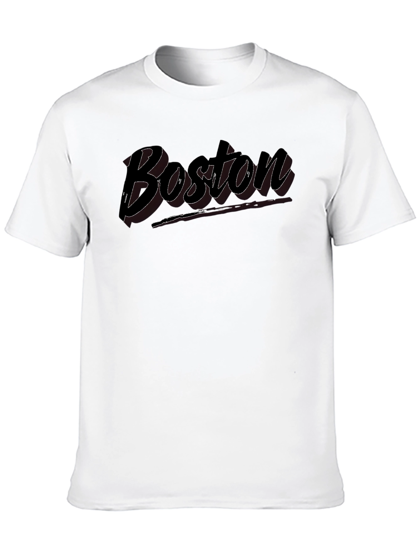 Boston Script Black Cotton Graphic Tee