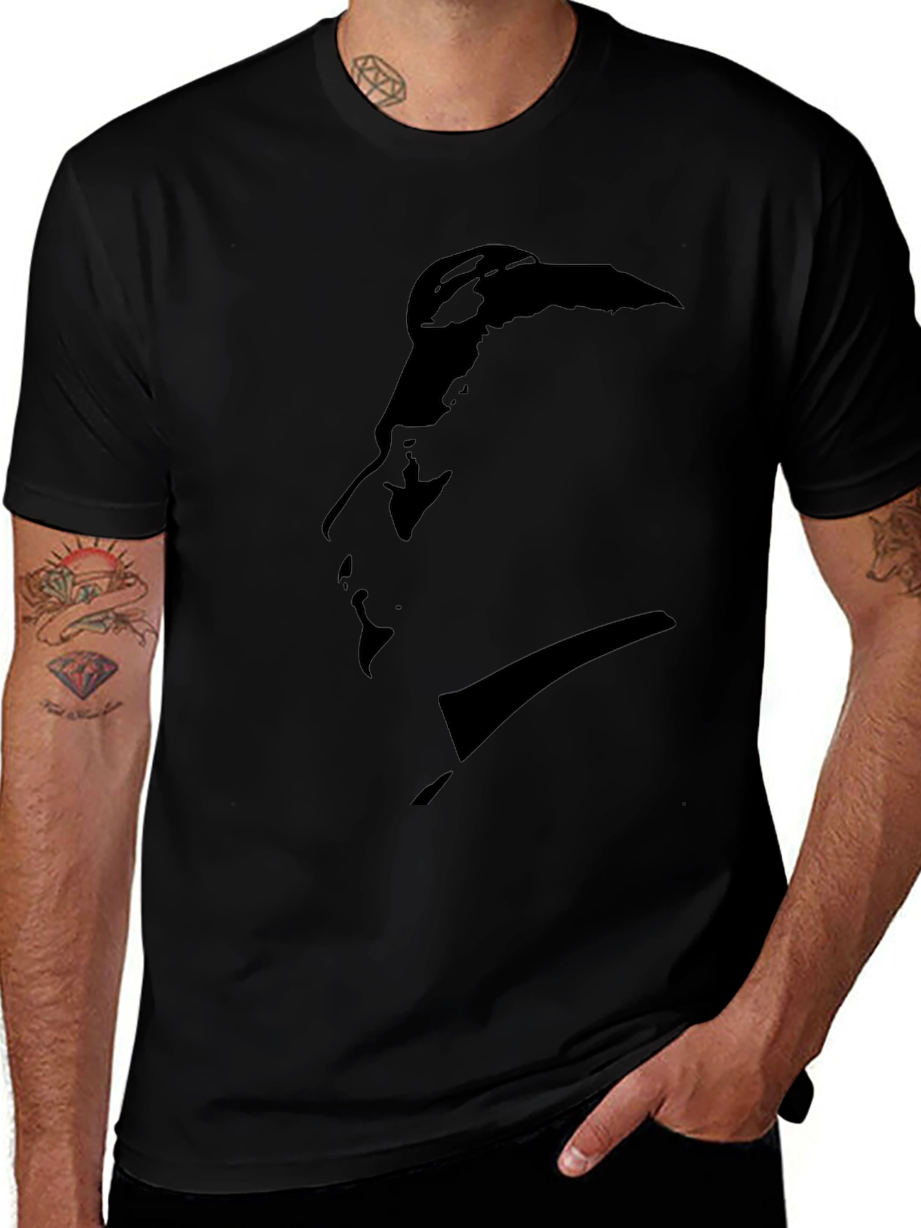 Minimalist Silhouette Graphic Black T-Shirt