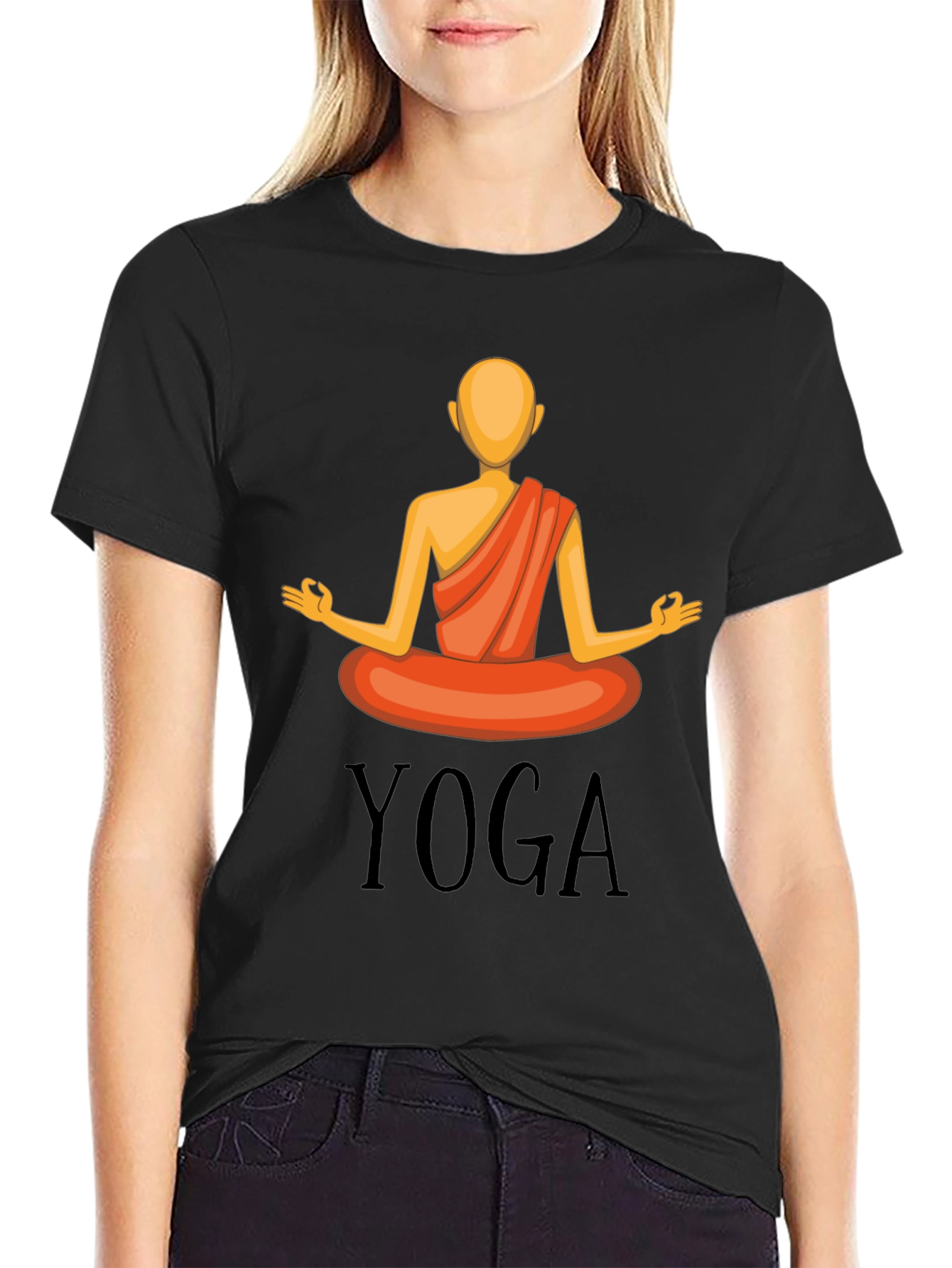 Yoga Graphic T-Shirt - Meditating Figure Design