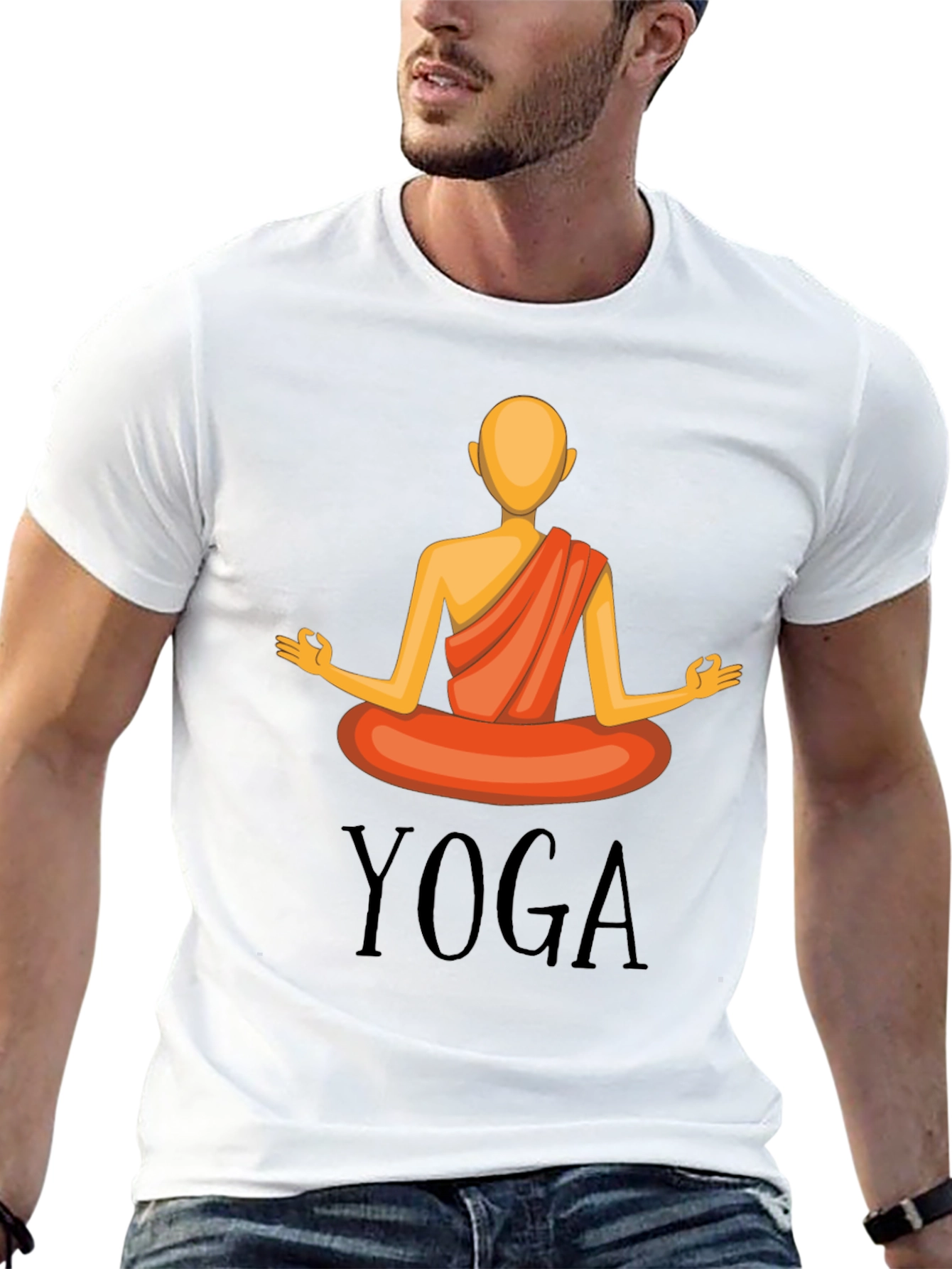 Yoga Graphic T-Shirt - Meditating Figure Design
